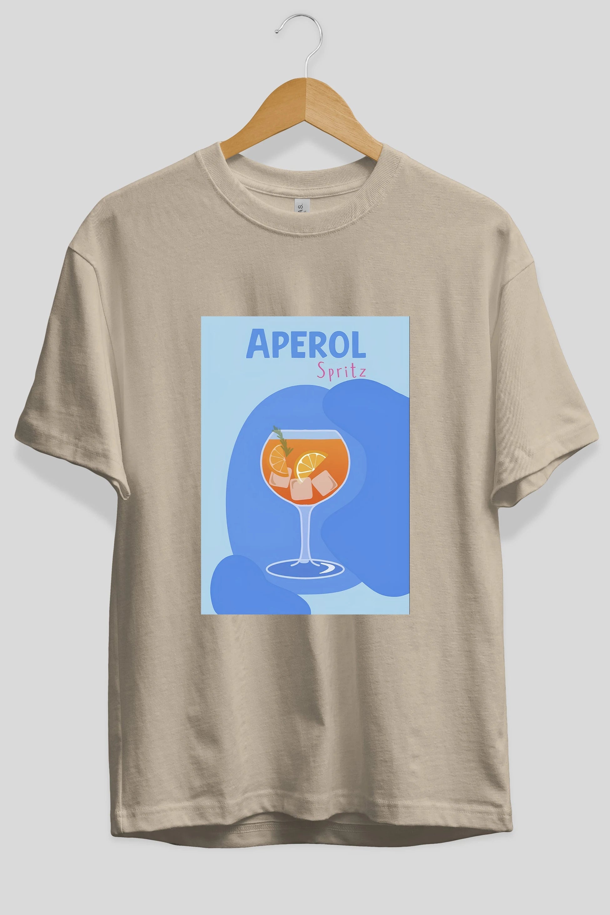 Aperol Spritz 10 Ön Baskılı Oversize t-shirt Erkek Kadın Unisex %100 Pamuk Bisiklet Yaka tişort