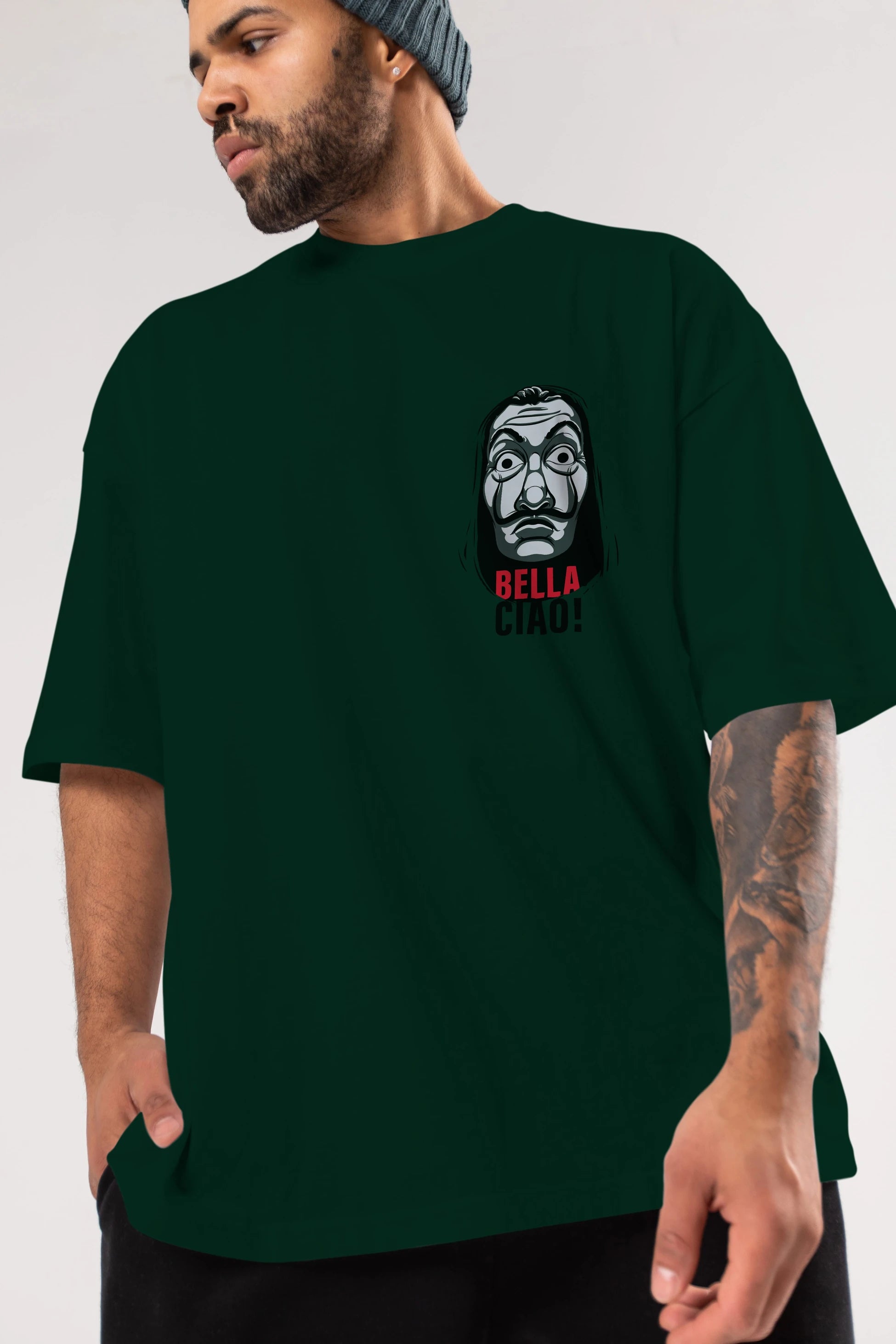 La Casa De Papel (12) Ön Sol Baskılı Oversize t-shirt Erkek Kadın Unisex %100 Pamuk Bisiklet Yaka tişort