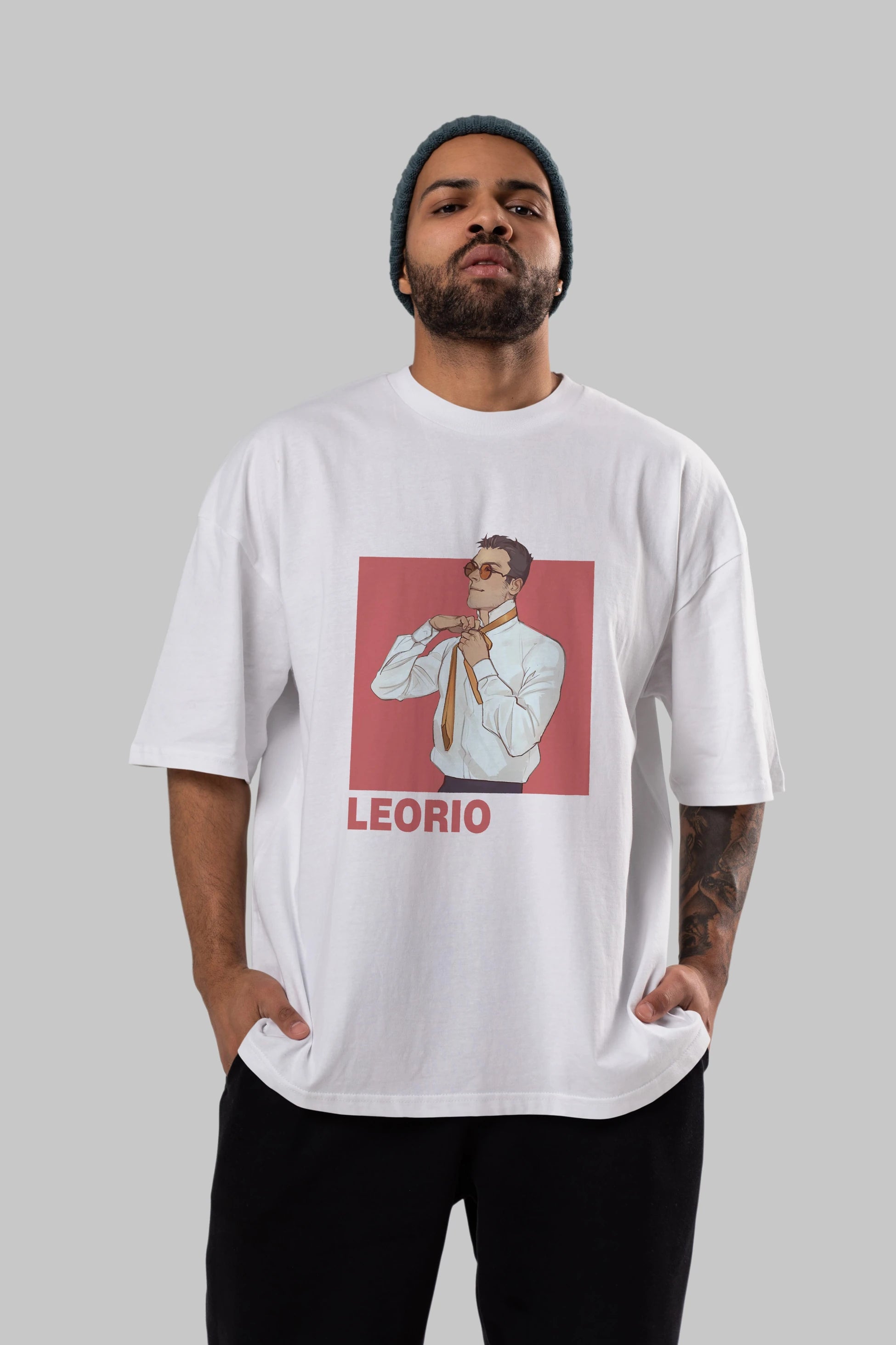 Leorio Paladiknight 5 Anime Ön Baskılı Oversize t-shirt %100 pamuk Erkek Kadın Unisex