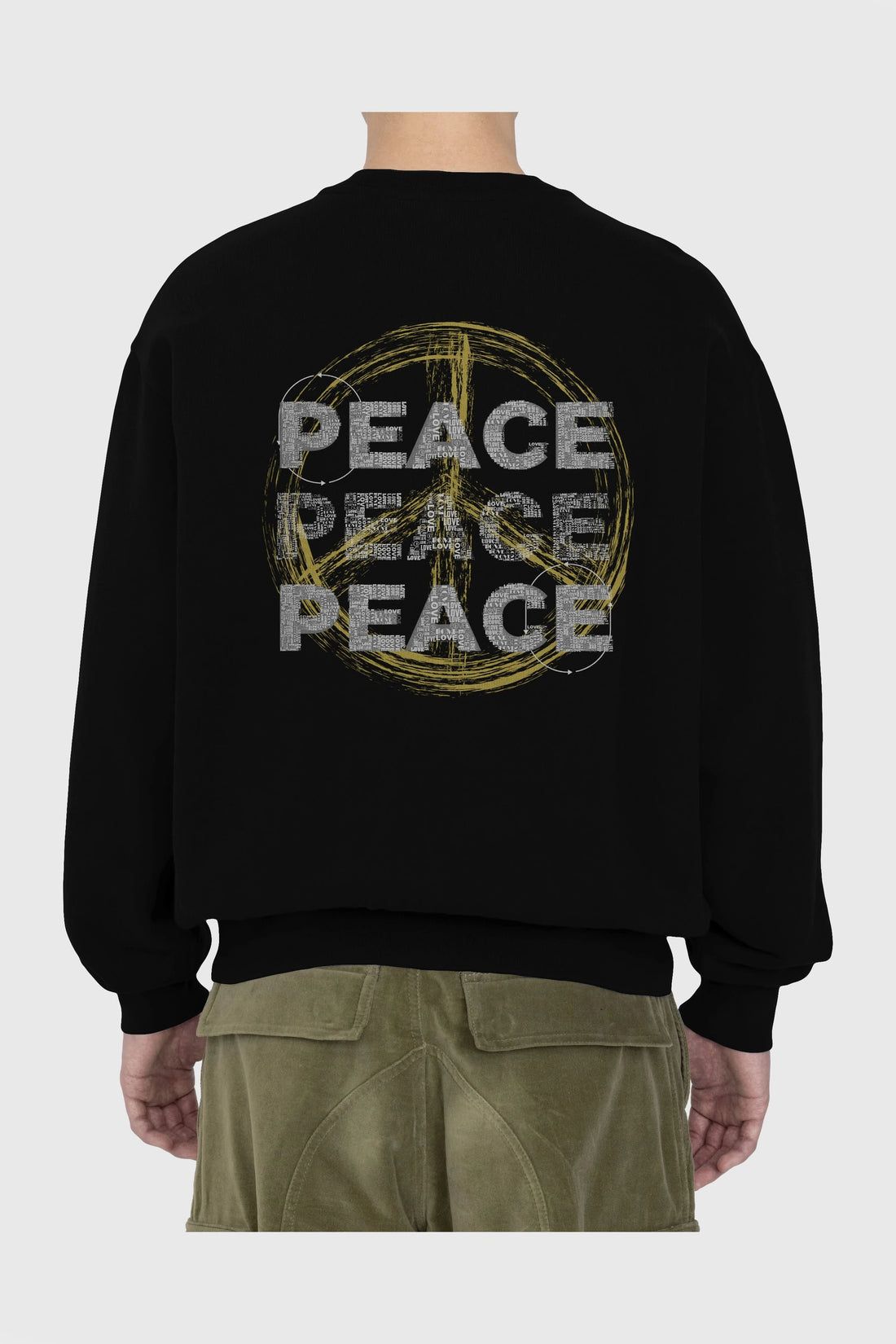 Peace Yazılı Arka Baskılı Oversize Sweatshirt Erkek Kadın Unisex