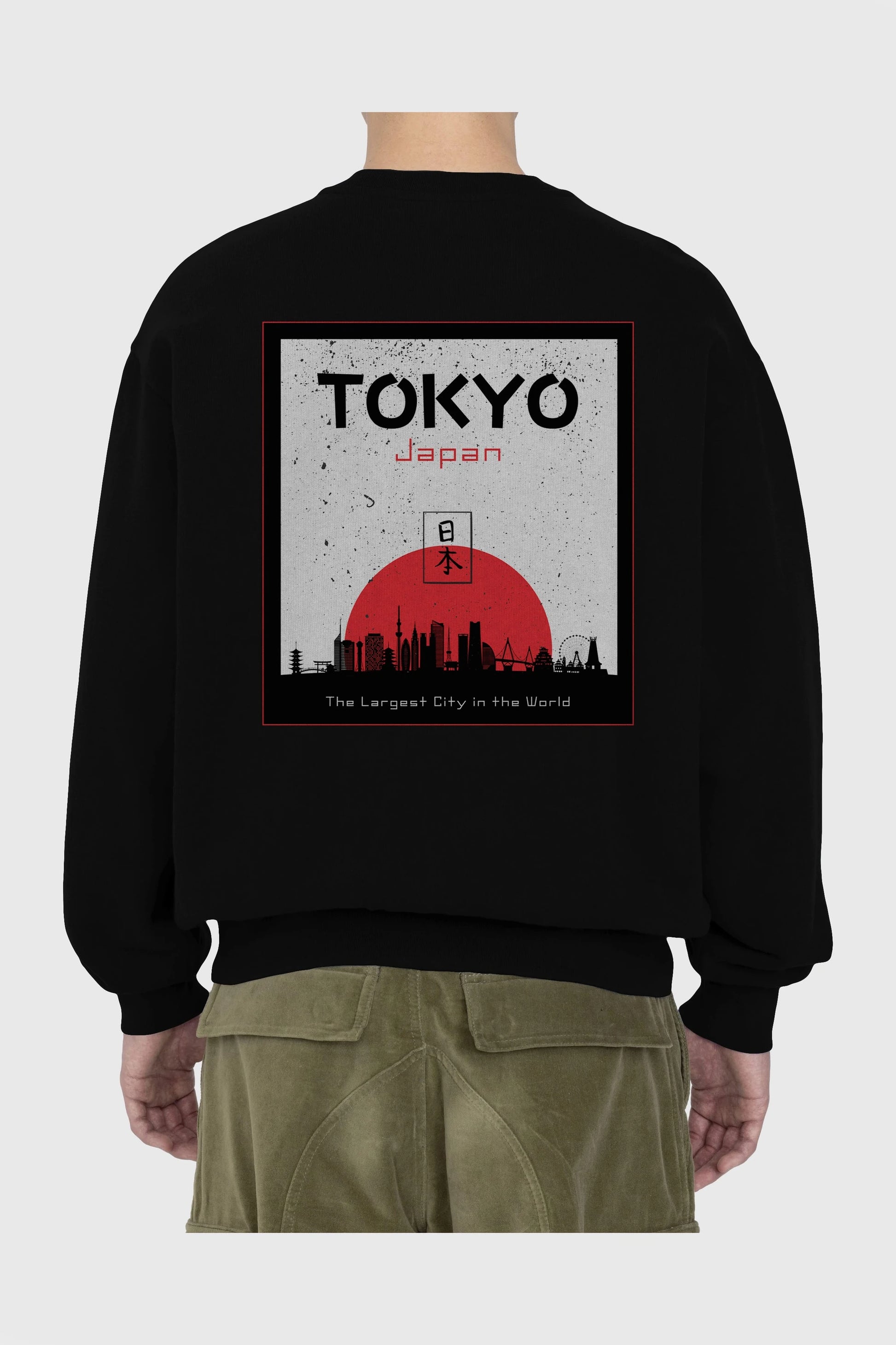 Tokyo Japan Yazılı Arka Baskılı Oversize Sweatshirt Erkek Kadın Unisex