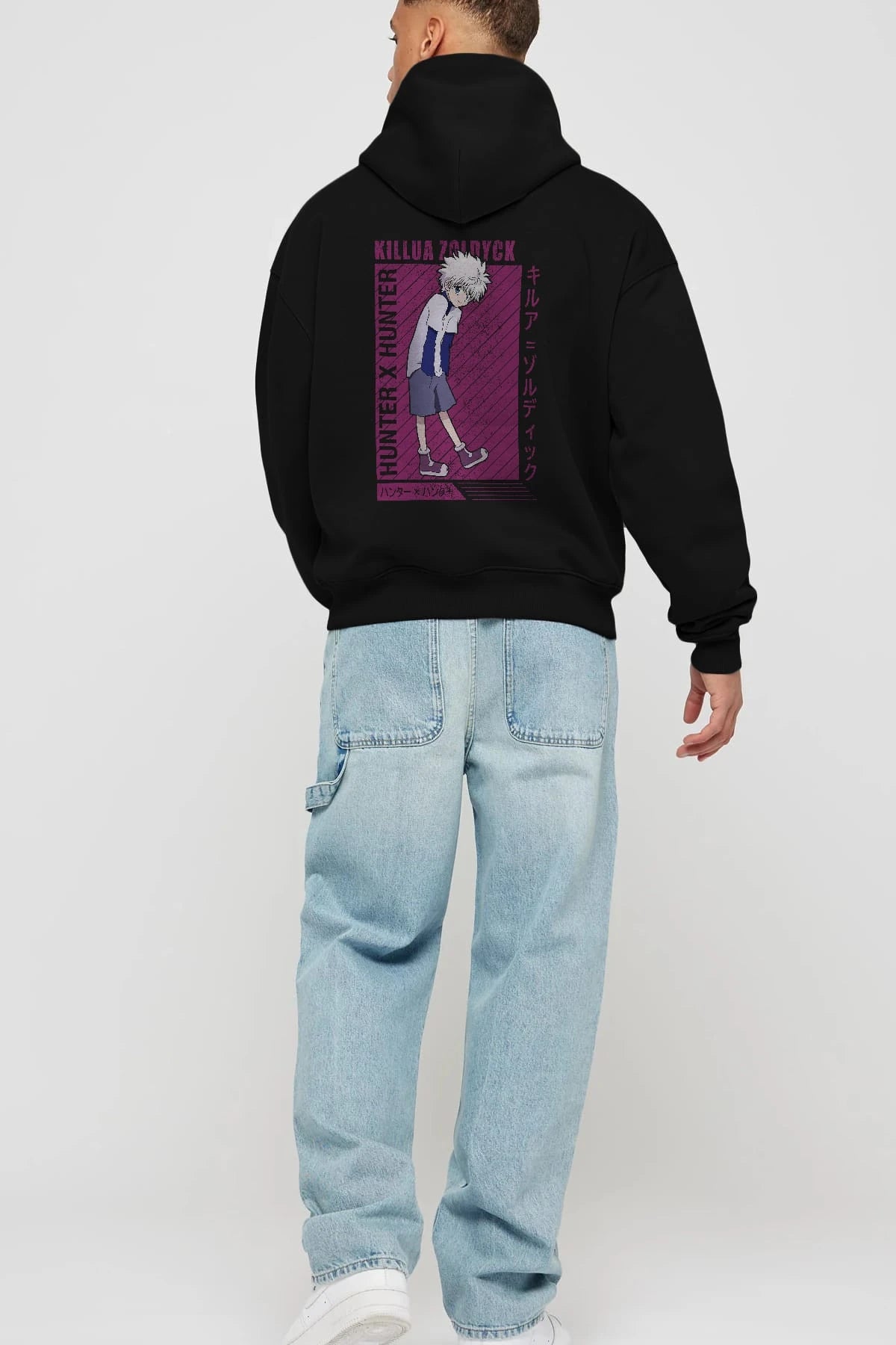 Killua Zoldyck 3 1 Anime Arka Baskılı Hoodie Oversize Kapüşonlu Sweatshirt Erkek Kadın Unisex
