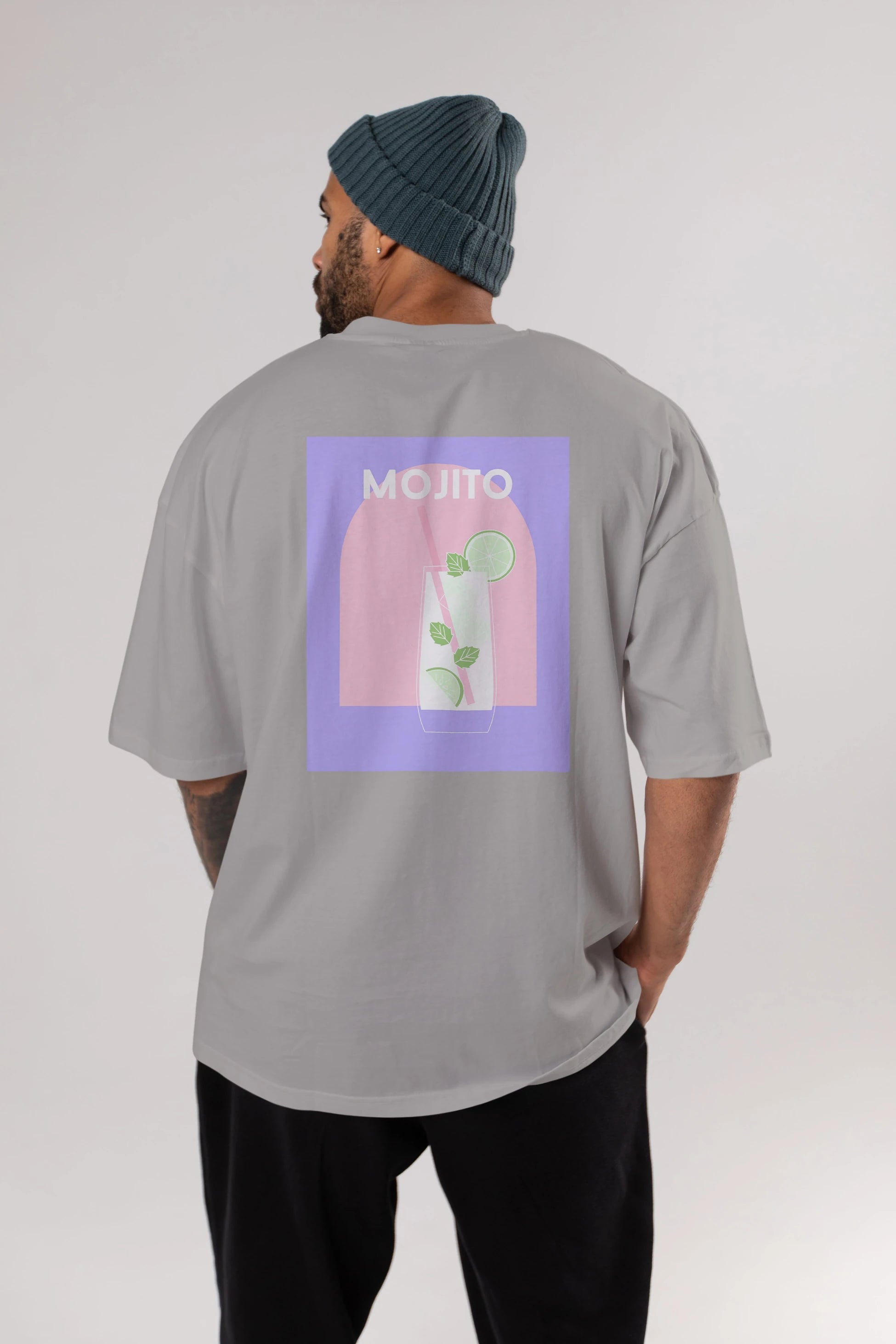 Mojito 2 Arka Baskılı Oversize t-shirt Erkek Kadın Unisex %100 Pamuk Bisiklet Yaka tişort