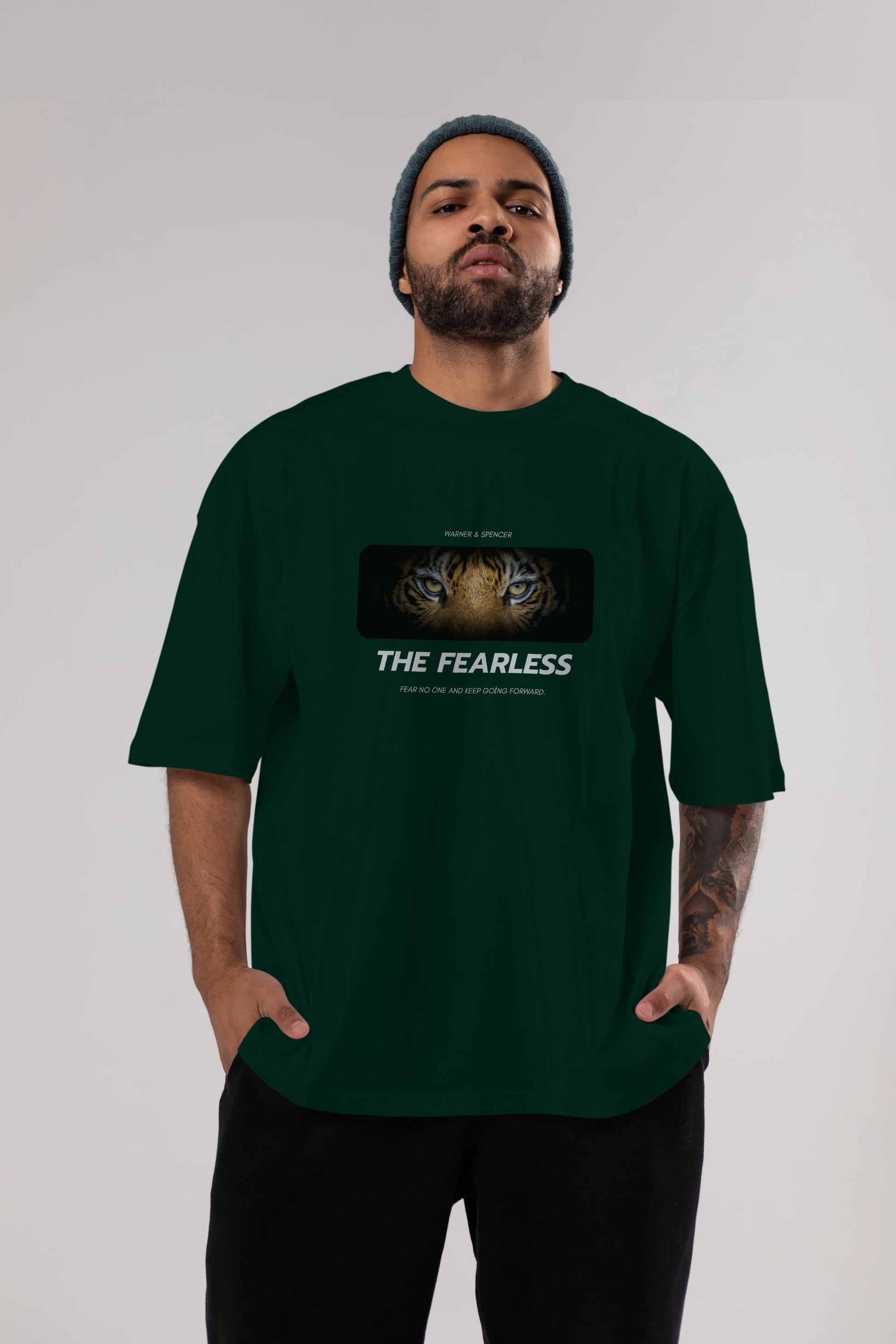The Fearless Yazılı Ön Baskılı Oversize t-shirt Erkek Kadın Unisex
