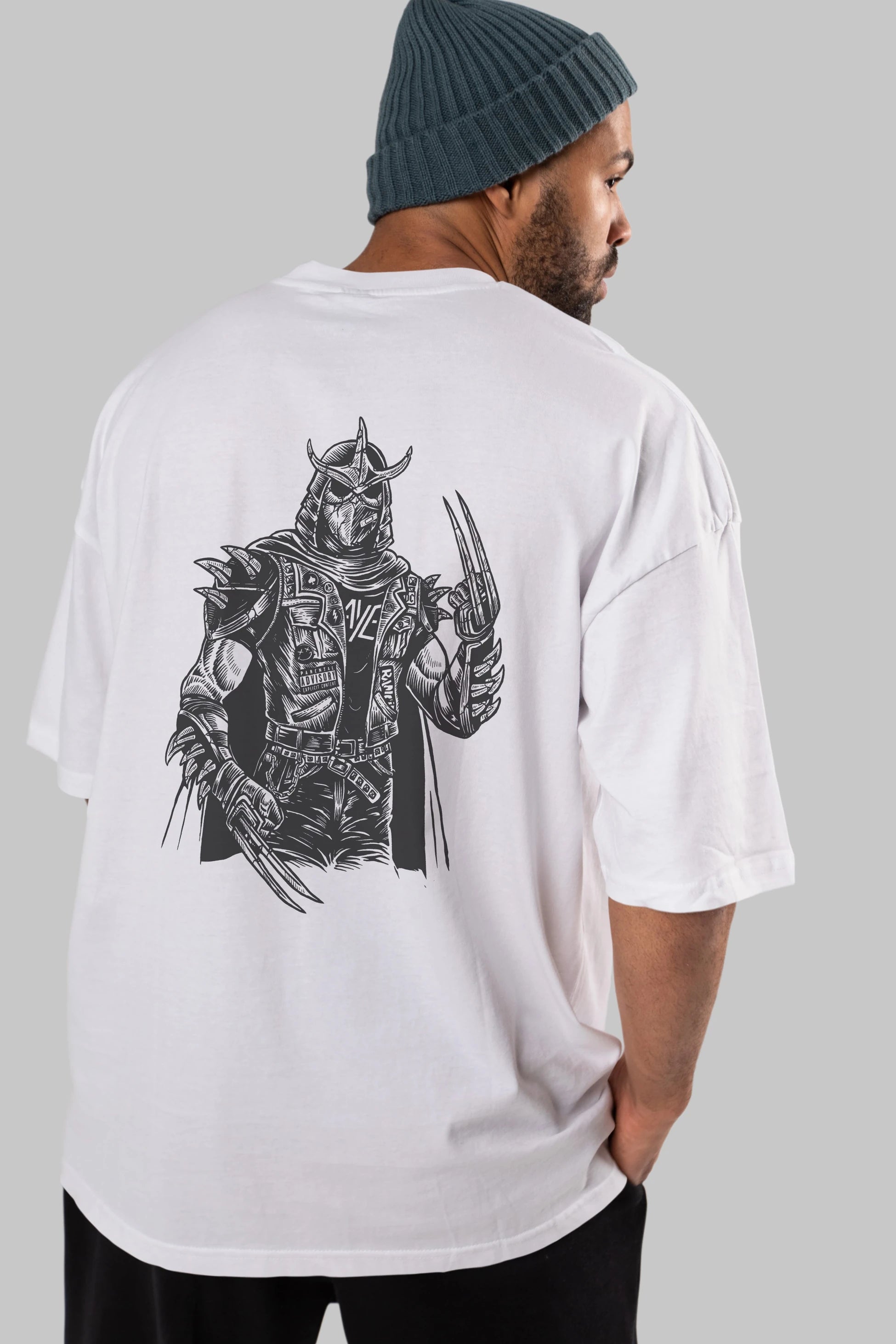 Shredder Punk Arka Baskılı Oversize t-shirt Erkek Kadın Unisex %100 Pamuk