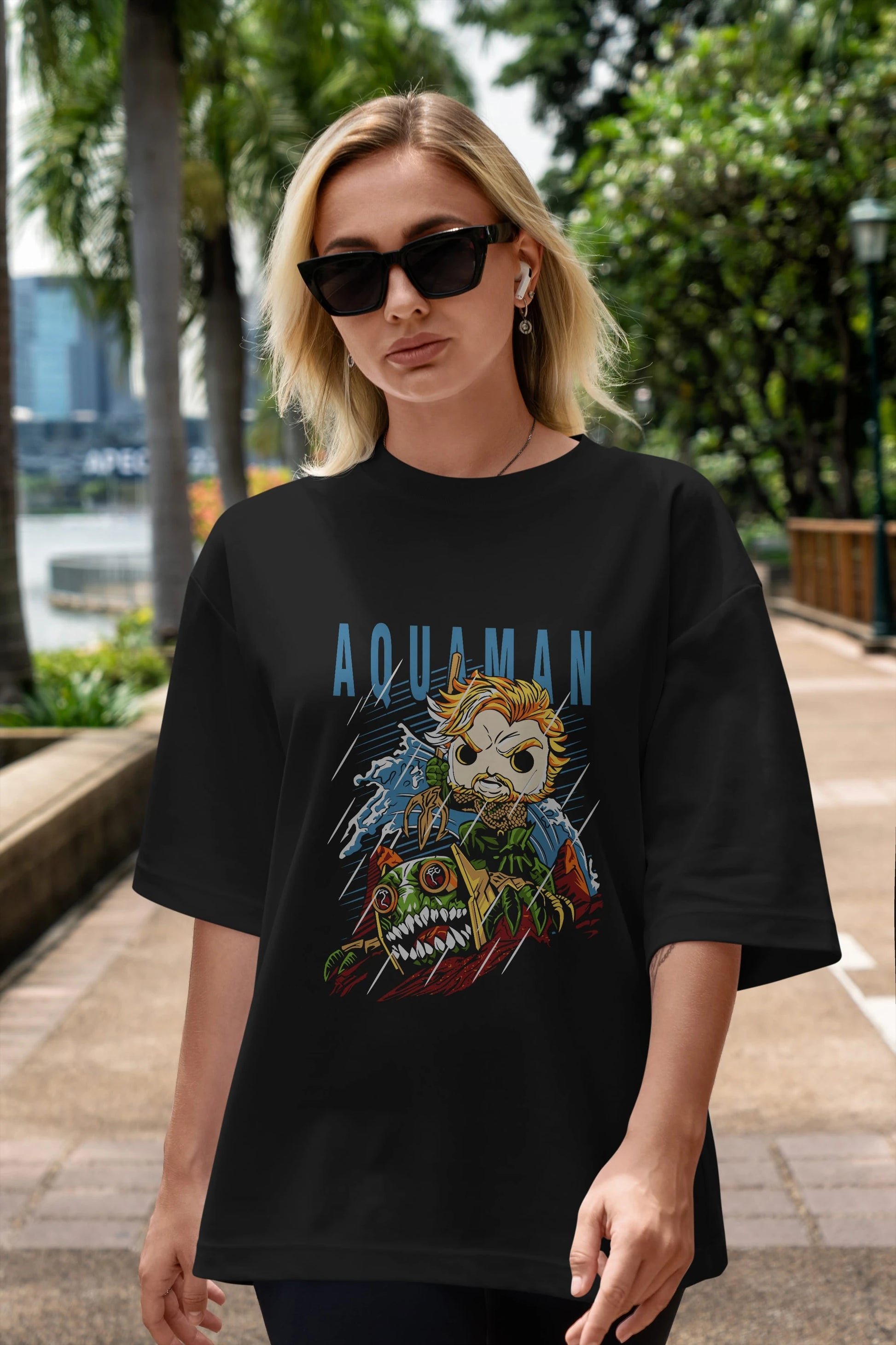 Aquaman Ön Baskılı Oversize t-shirt Erkek Kadın Unisex %100 Pamuk Bisiklet Yaka tişort