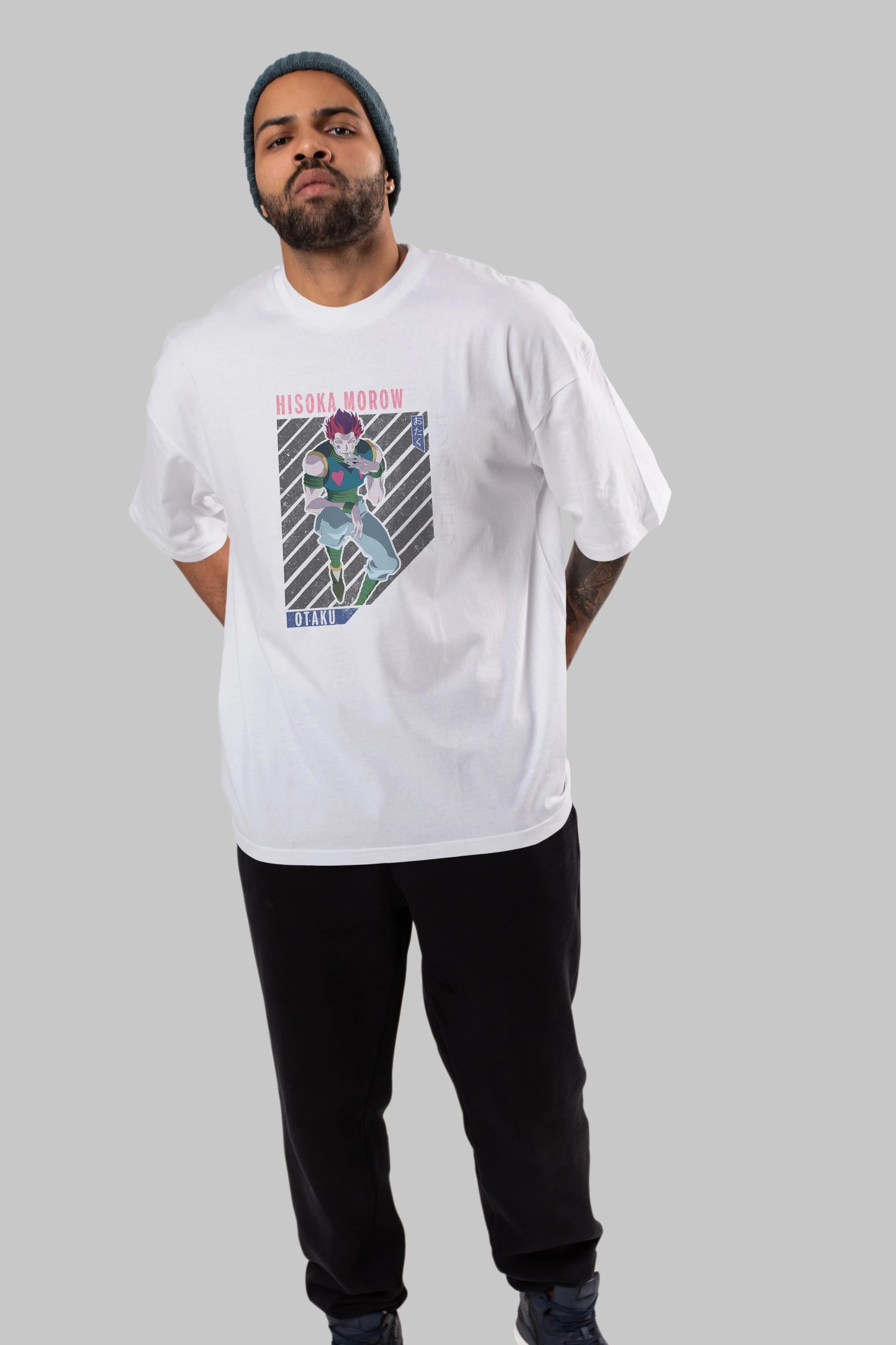 Hisoka Morow 2 2 Anime Ön Baskılı Oversize t-shirt %100 pamuk Erkek Kadın Unisex