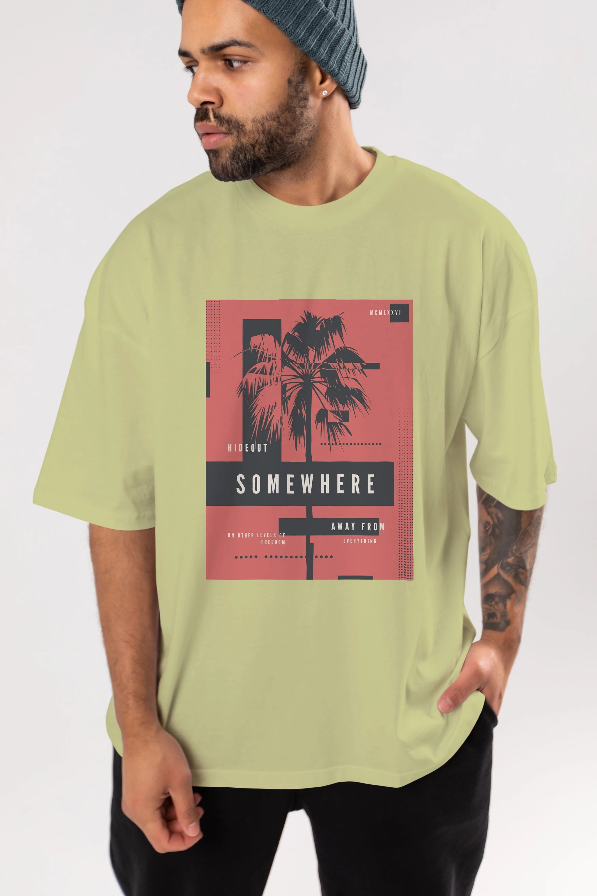 Hideout Somewhere Ön Baskılı Oversize t-shirt Erkek Kadın Unisex