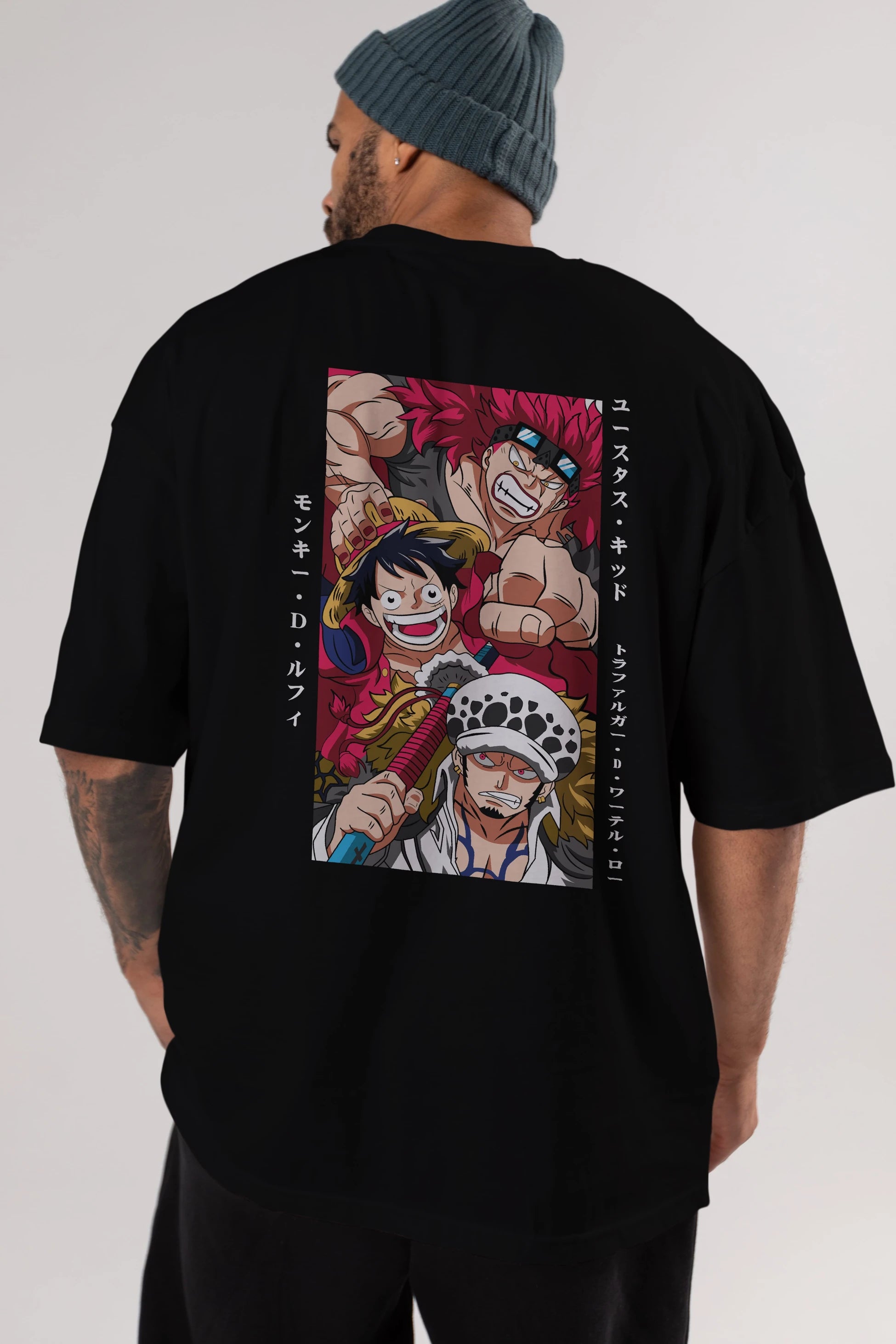 SUPER NOVAS one piece Anime Arka Baskılı Oversize t-shirt Erkek Kadın Unisex