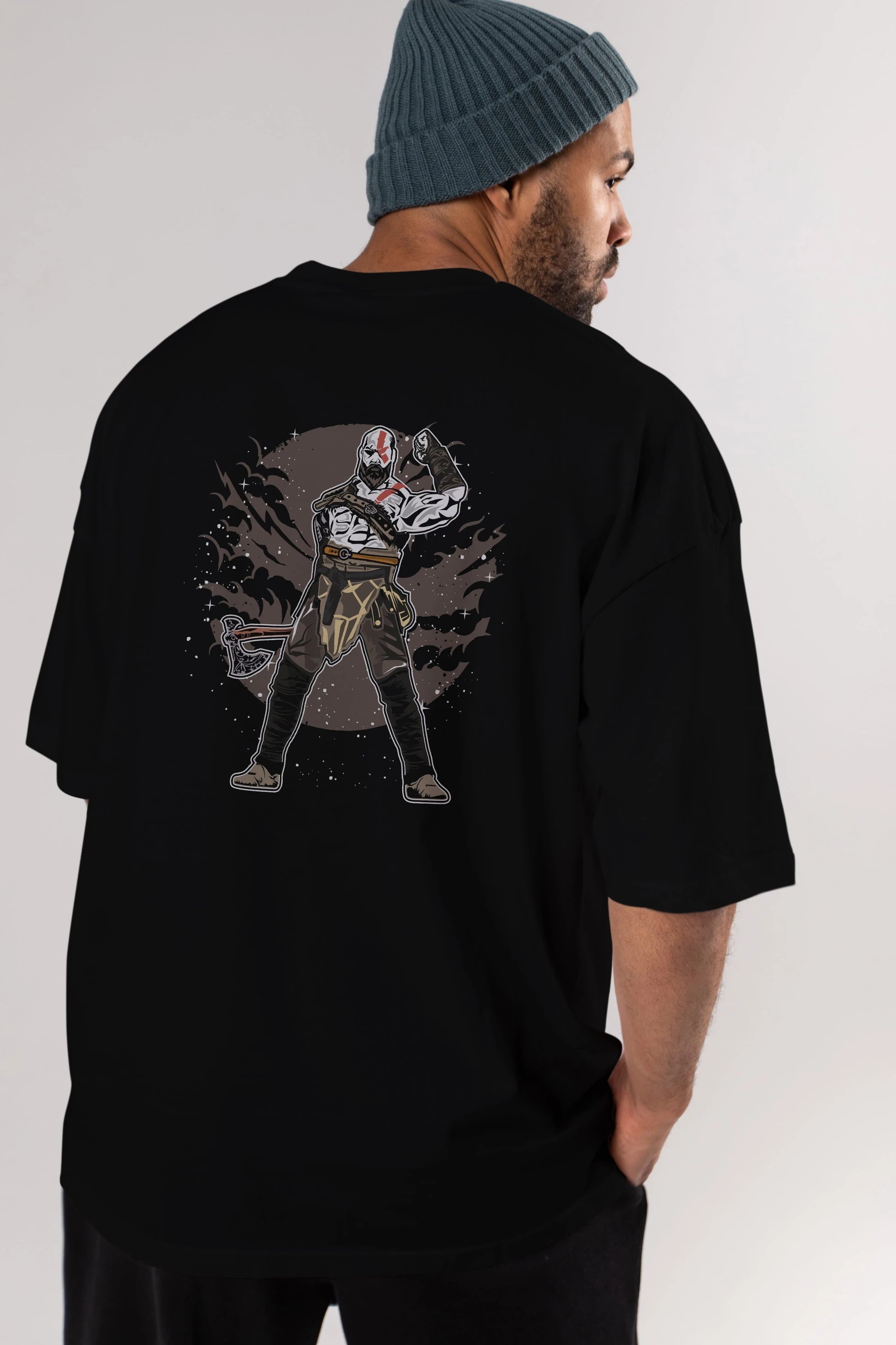 GOD OF WAR Arka Baskılı Oversize t-shirt Erkek Kadın Unisex %100 Pamuk