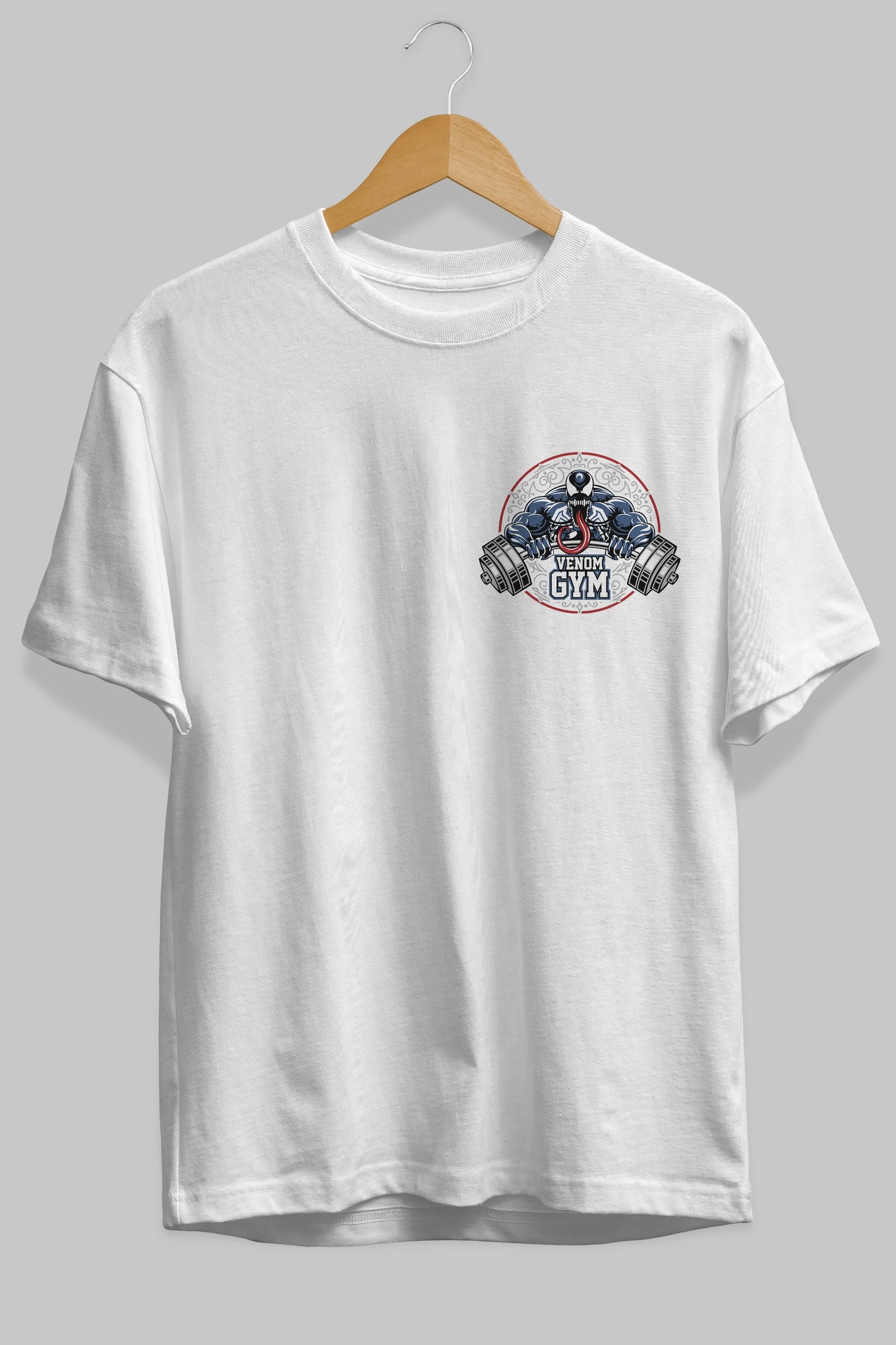 Venom GYM Ön Sol Baskılı Oversize t-shirt Erkek Kadın Unisex %100 Pamuk Bisiklet Yaka tişort