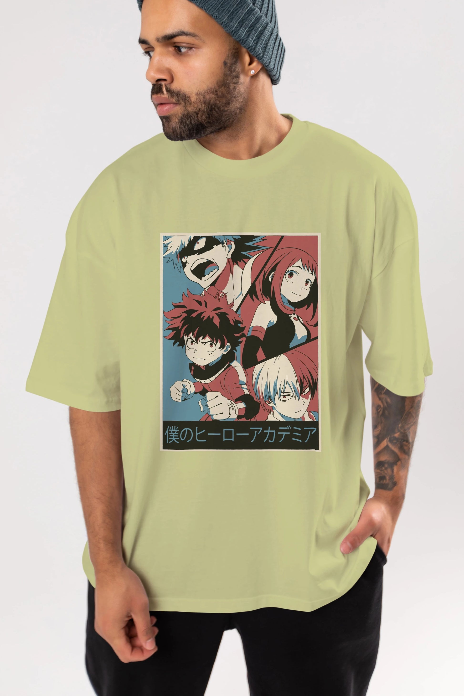 BokuNoHero Anime Ön Baskılı Oversize t-shirt %100 pamuk Erkek Kadın Unisex