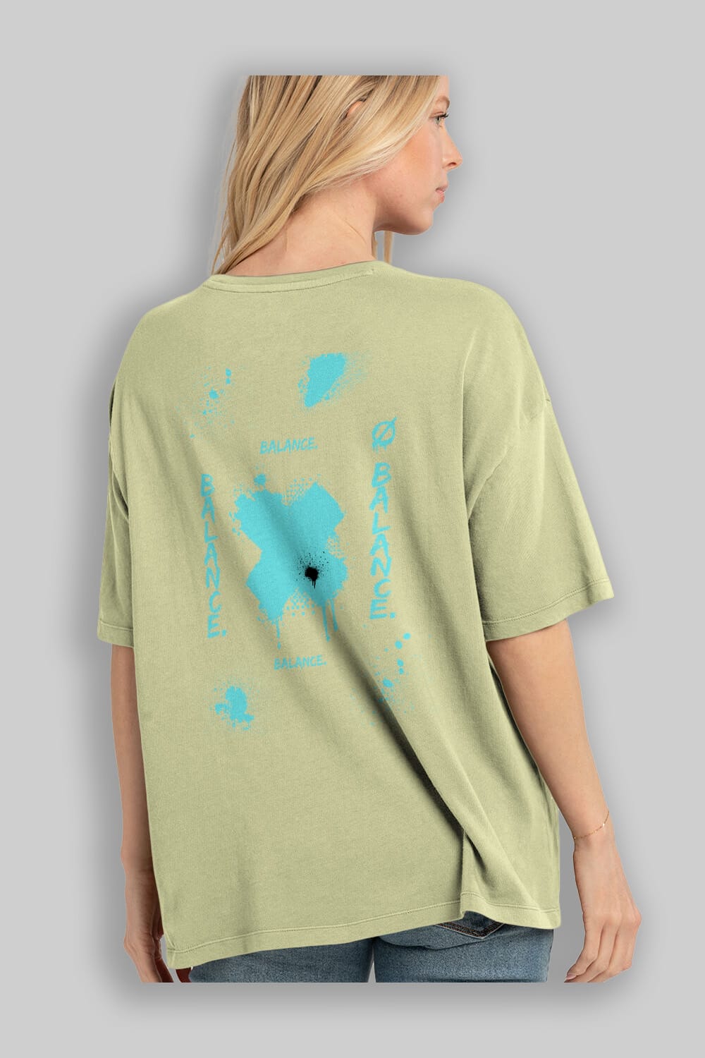 Balance Balance Yazılı Arka Baskılı Oversize t-shirt Erkek Kadın Unisex