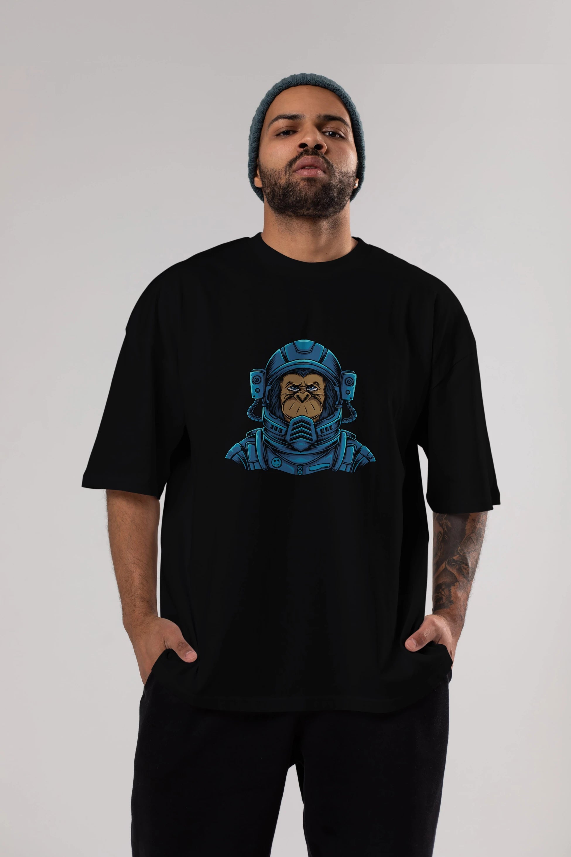 Astromonkey Ön Baskılı Oversize t-shirt Erkek Kadın Unisex