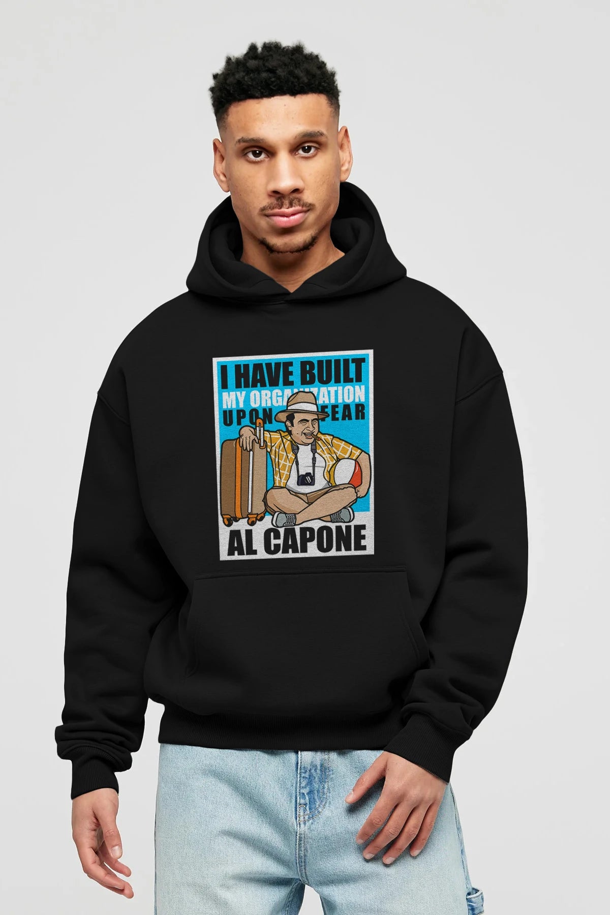 Al Capone Holiday Ön Baskılı Hoodie Oversize Kapüşonlu Sweatshirt Erkek Kadın Unisex