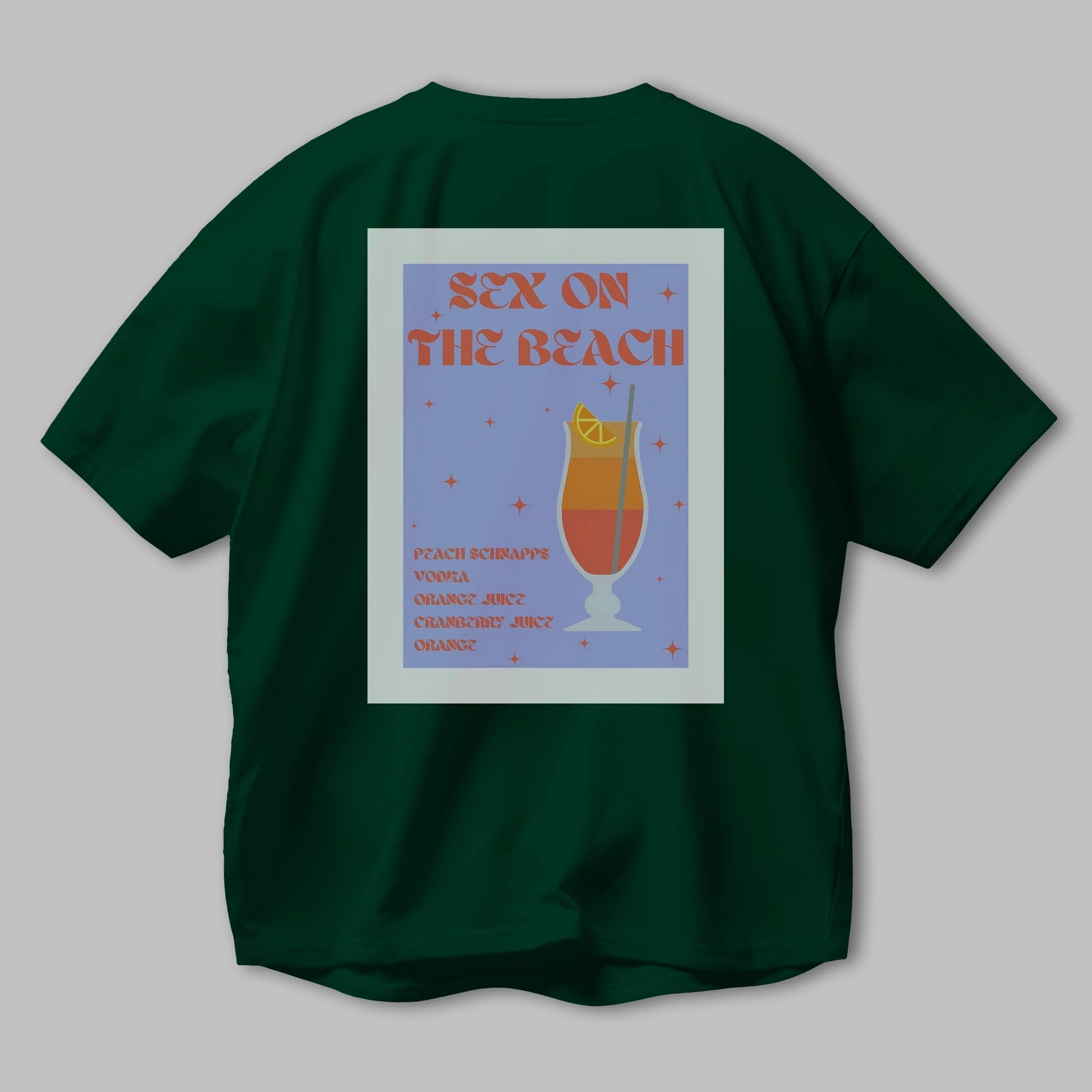 Sex On The Beach Arka Baskılı Oversize t-shirt Erkek Kadın Unisex %100 Pamuk Bisiklet Yaka tişort