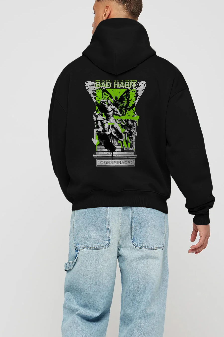 Bad Habit Arka Baskılı Hoodie Oversize Kapüşonlu Sweatshirt Erkek Kadın Unisex
