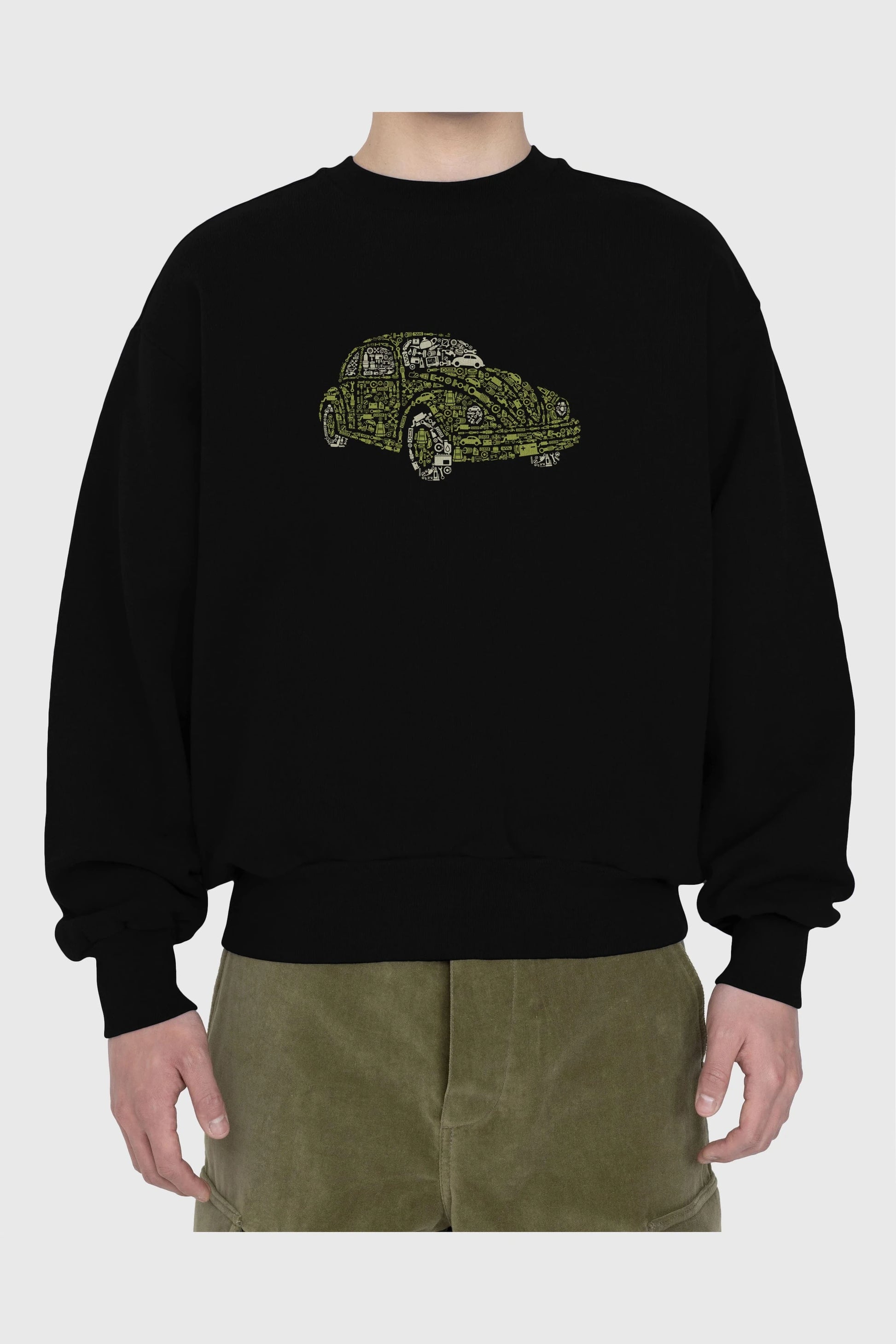 Beetle Ön Baskılı Oversize Sweatshirt Erkek Kadın Unisex