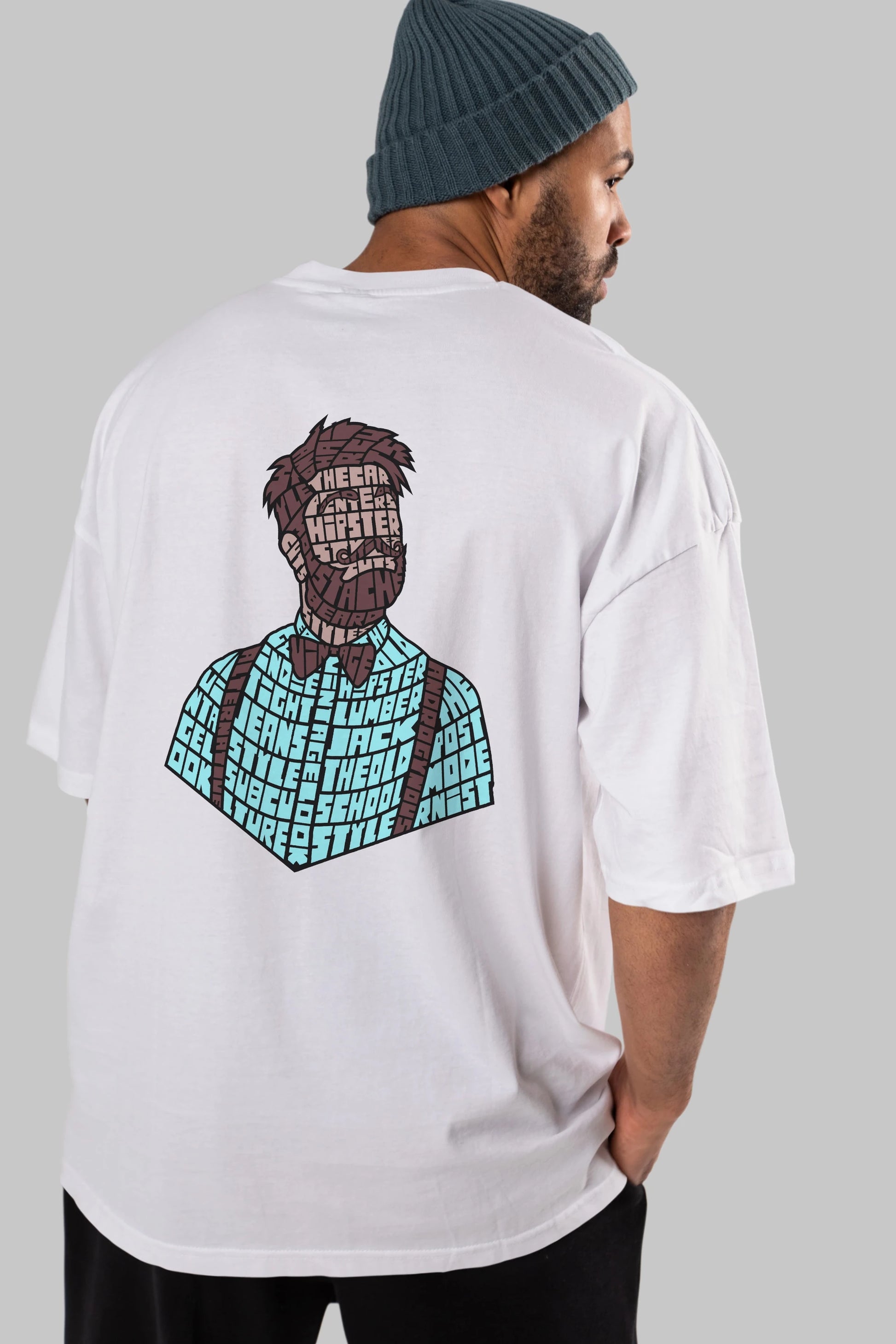 Hipster (2) Arka Baskılı Oversize t-shirt %100 pamuk Erkek Kadın Unisex