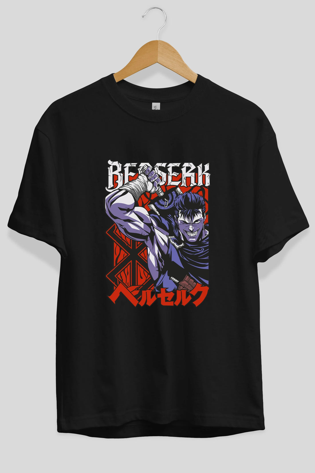 GUTS berserk Anime Ön Baskılı Oversize t-shirt %100 pamuk Erkek Kadın Unisex