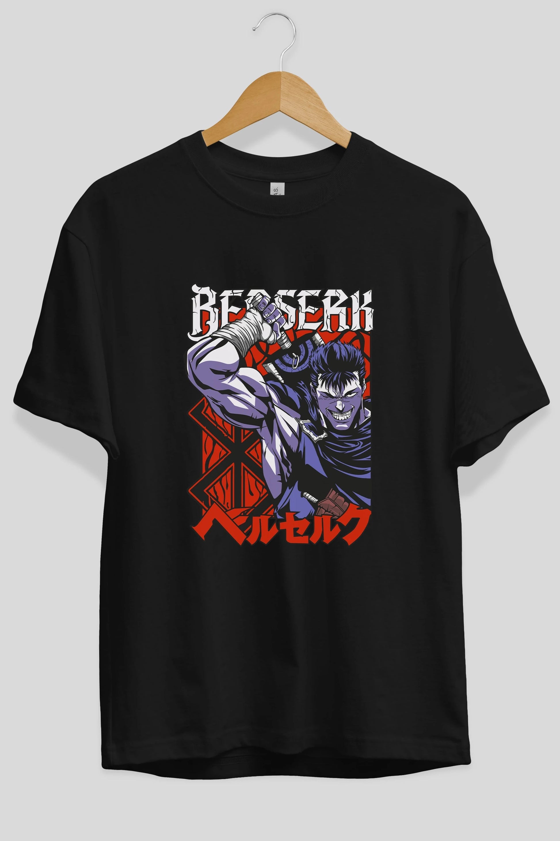 GUTS berserk Anime Ön Baskılı Oversize t-shirt %100 pamuk Erkek Kadın Unisex