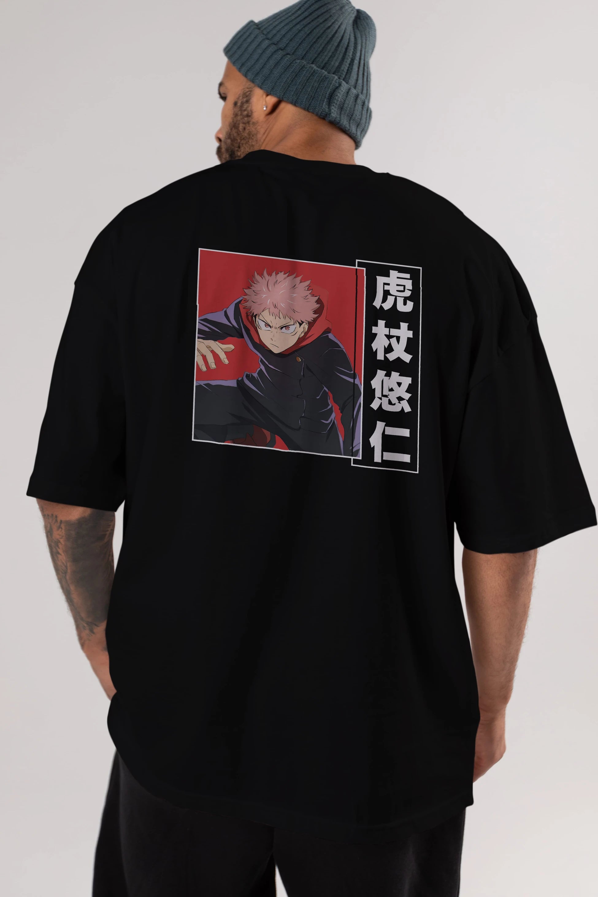 Yuuji Itadori 2 Anime Arka Baskılı Oversize t-shirt Erkek Kadın Unisex
