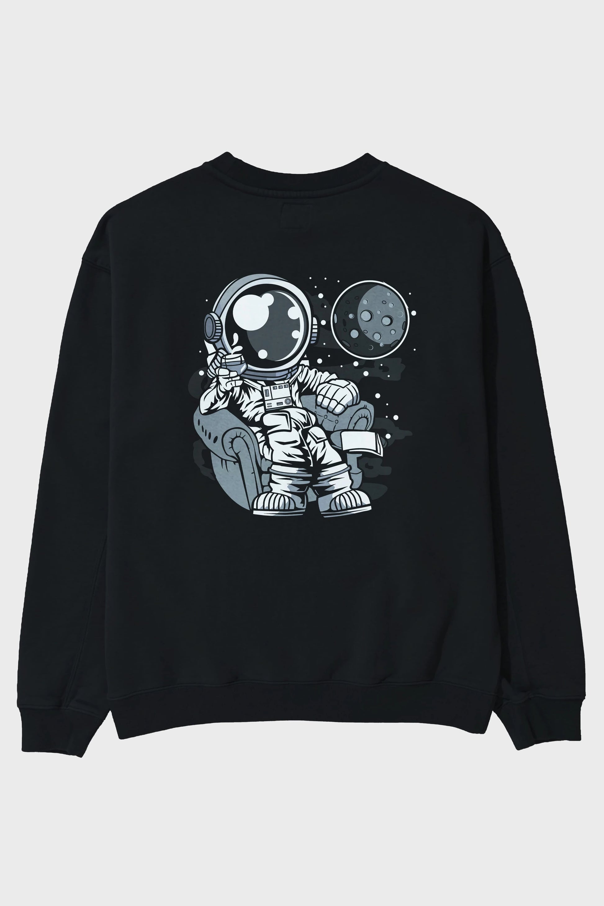 Astronaut Drinking And Relax Arka Baskılı Oversize Sweatshirt Erkek Kadın Unisex