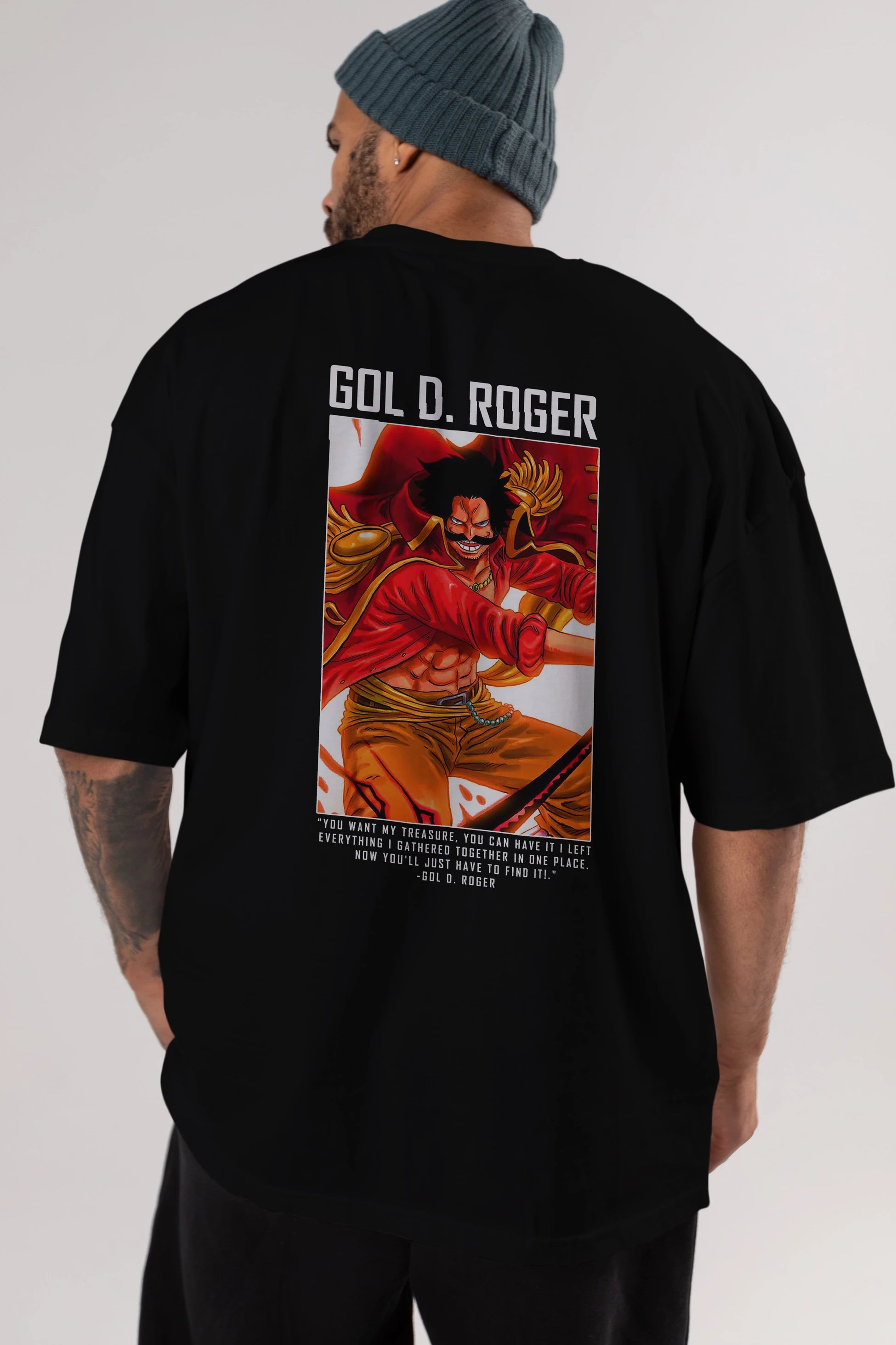Gol D. Roger Anime Arka Baskılı Oversize t-shirt Erkek Kadın Unisex %100 pamuk tişort