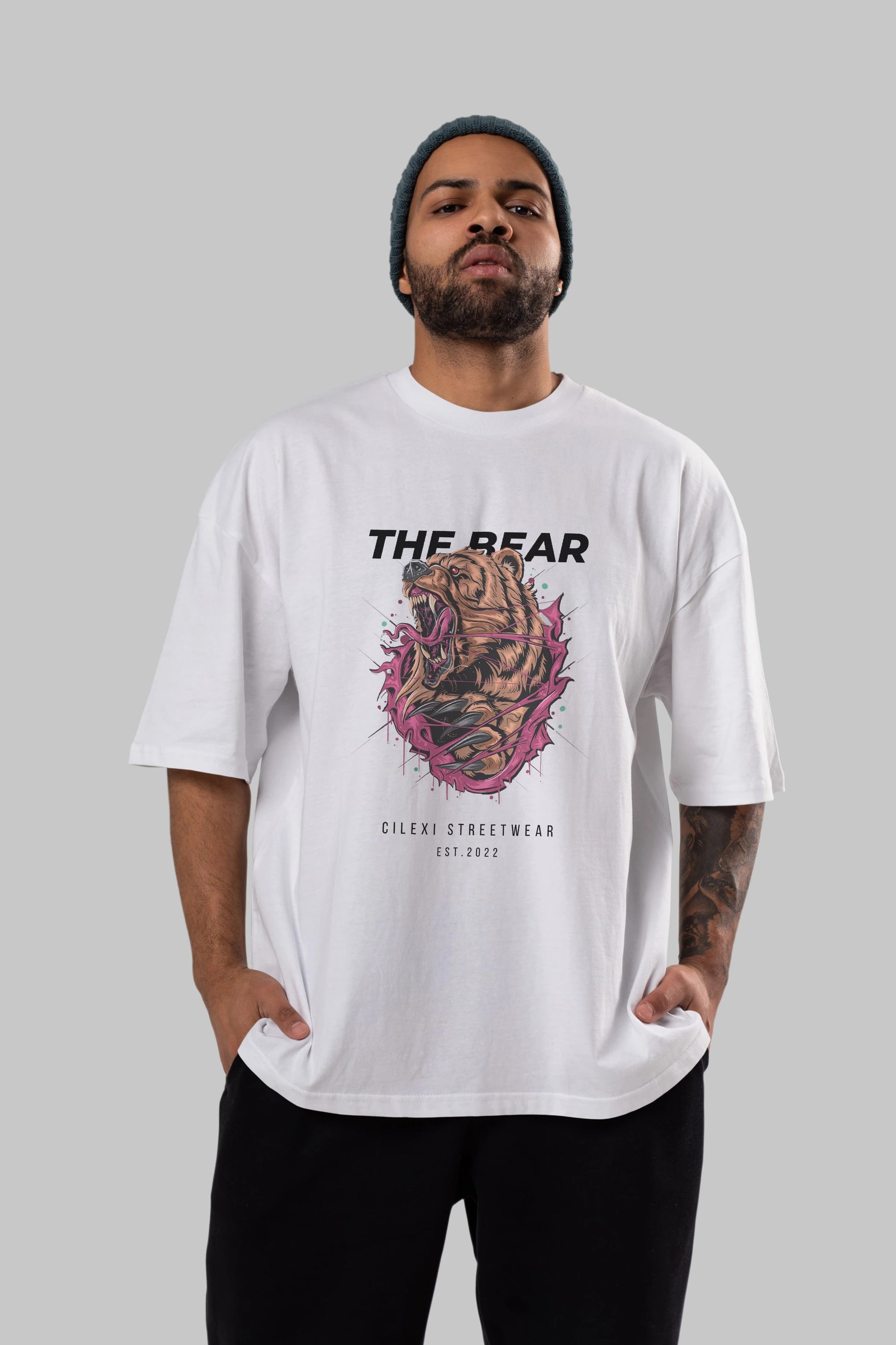 The Bear Ön Baskılı Oversize t-shirt Erkek Kadın Unisex
