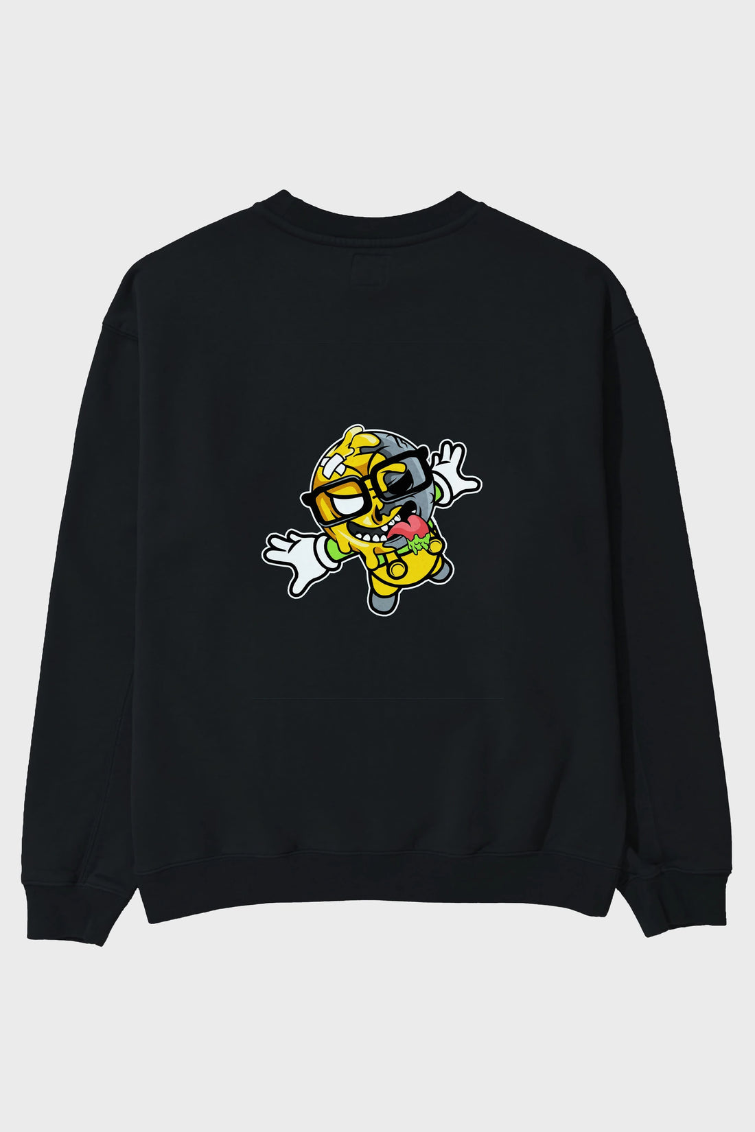 Smiley Jump Arka Baskılı Oversize Sweatshirt Erkek Kadın Unisex