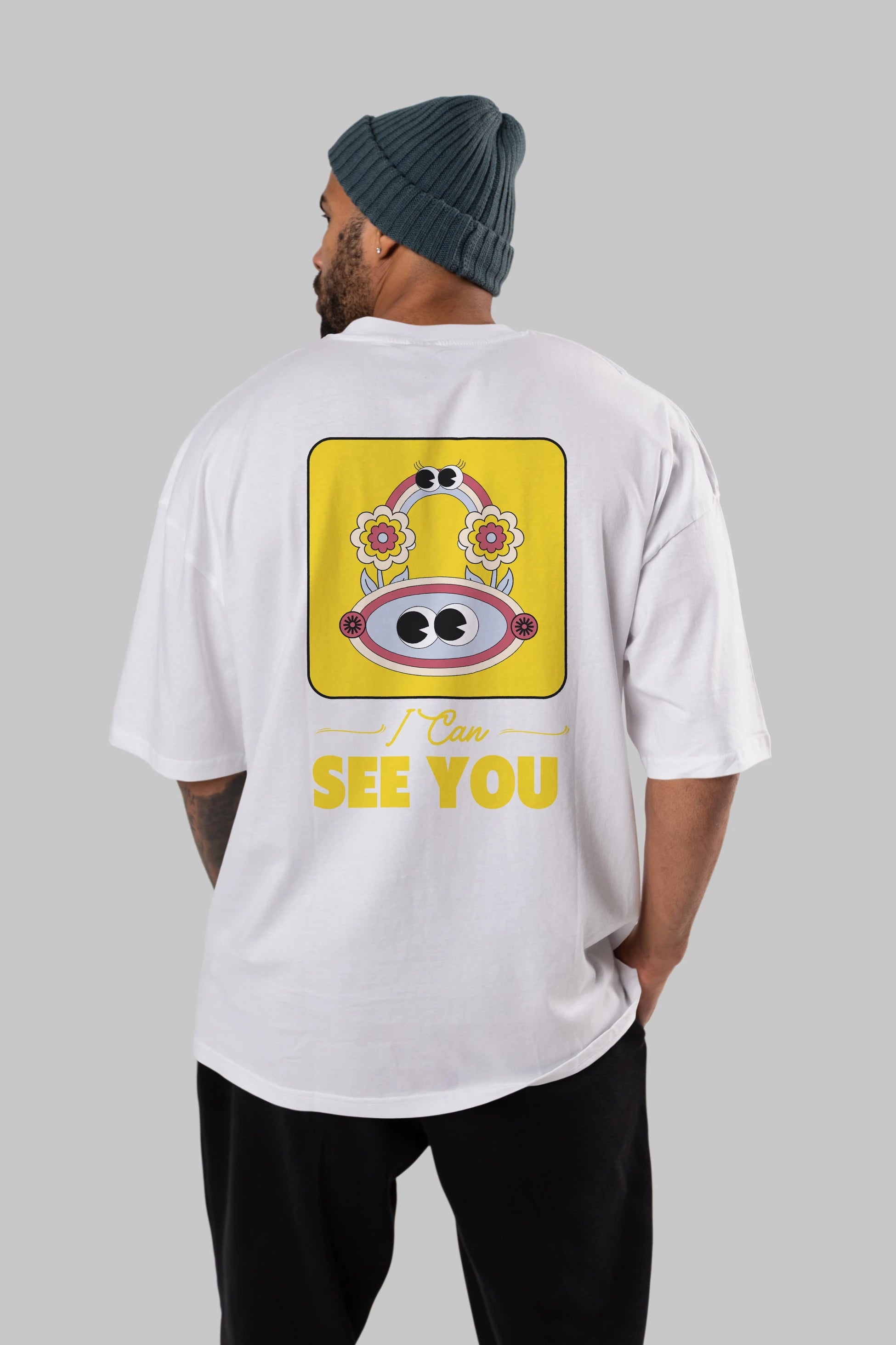 I Can See You Yazılı Arka Baskılı Oversize t-shirt Erkek Kadın Unisex