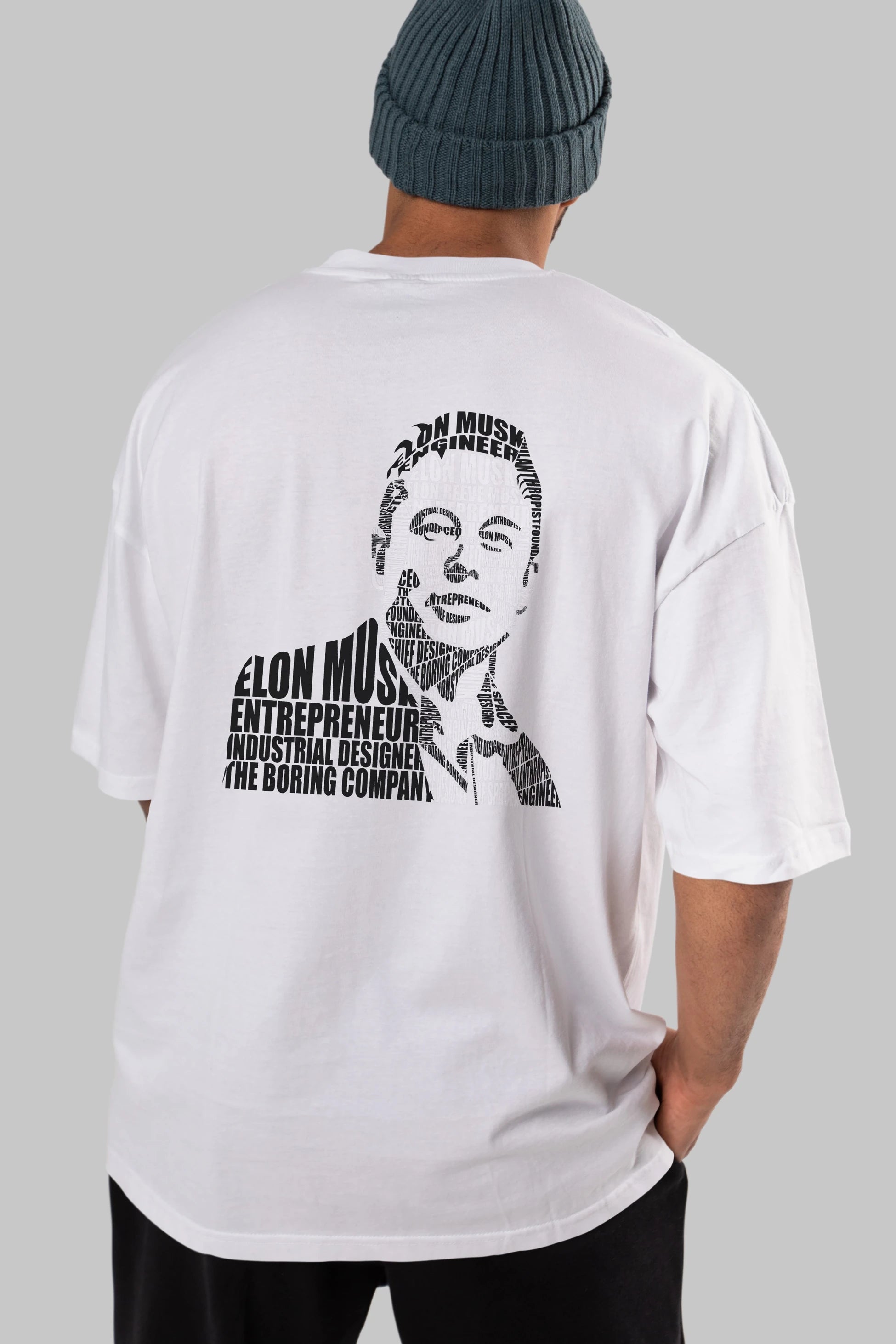 Elon Musk Calligram Arka Baskılı Oversize t-shirt %100 pamuk Erkek Kadın Unisex