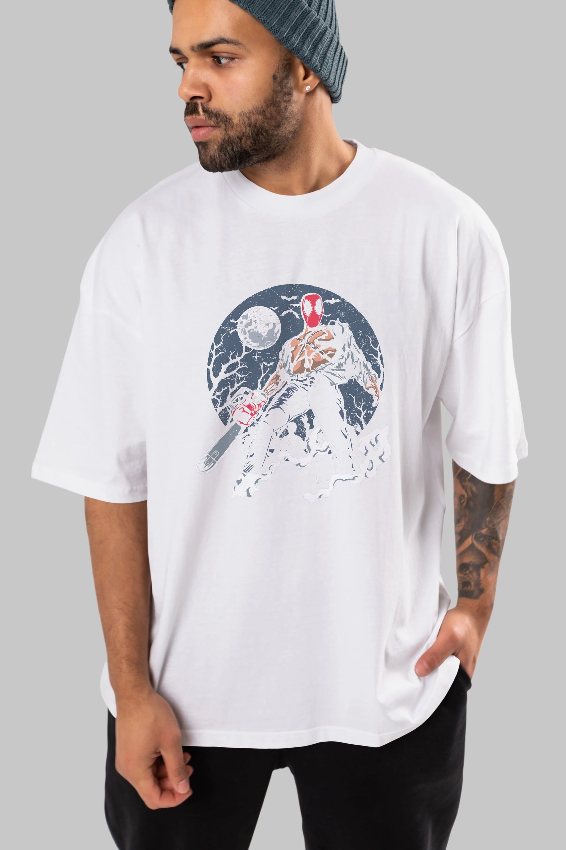 Evil Deadpool Ön Baskılı Oversize t-shirt Erkek Kadın Unisex %100 Pamuk tişort
