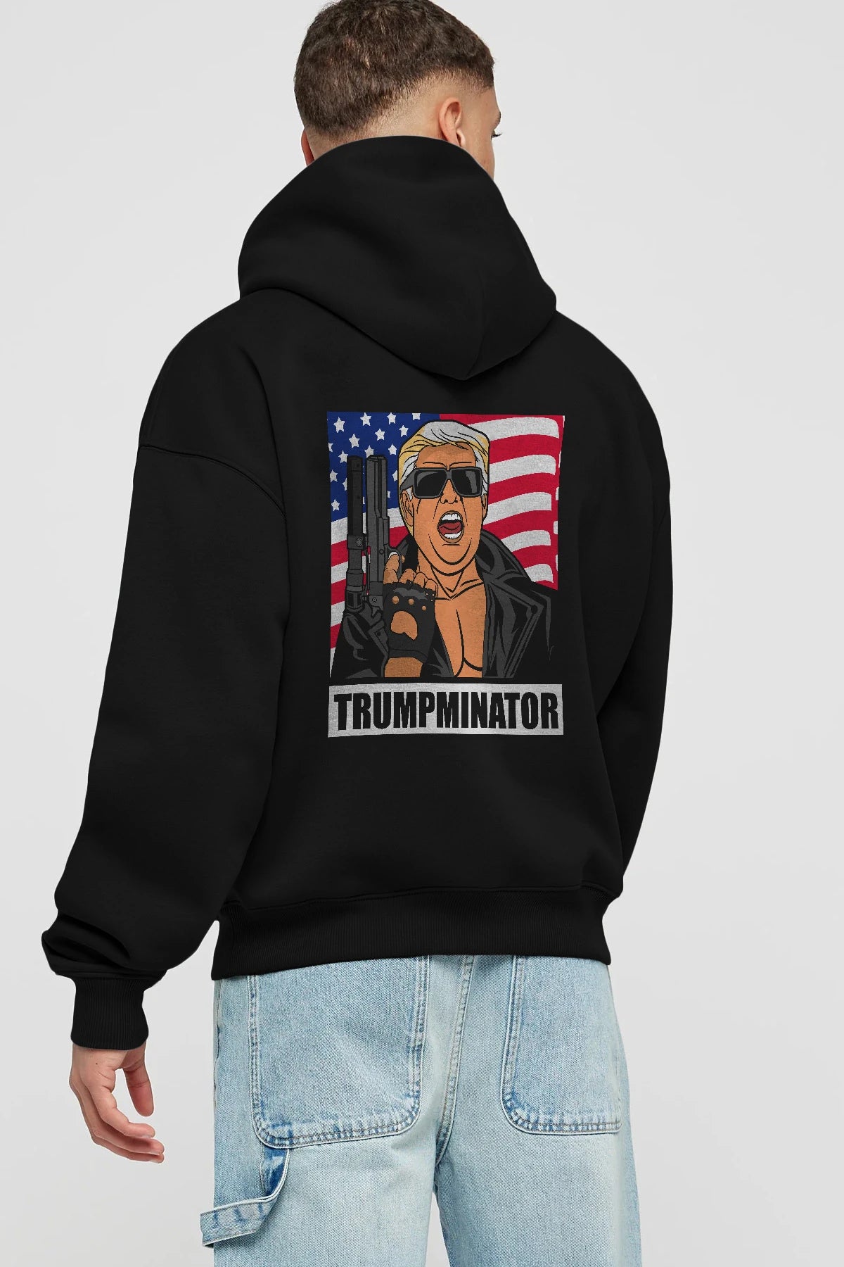 Trumpminator Arka Baskılı Hoodie Oversize Kapüşonlu Sweatshirt Erkek Kadın Unisex
