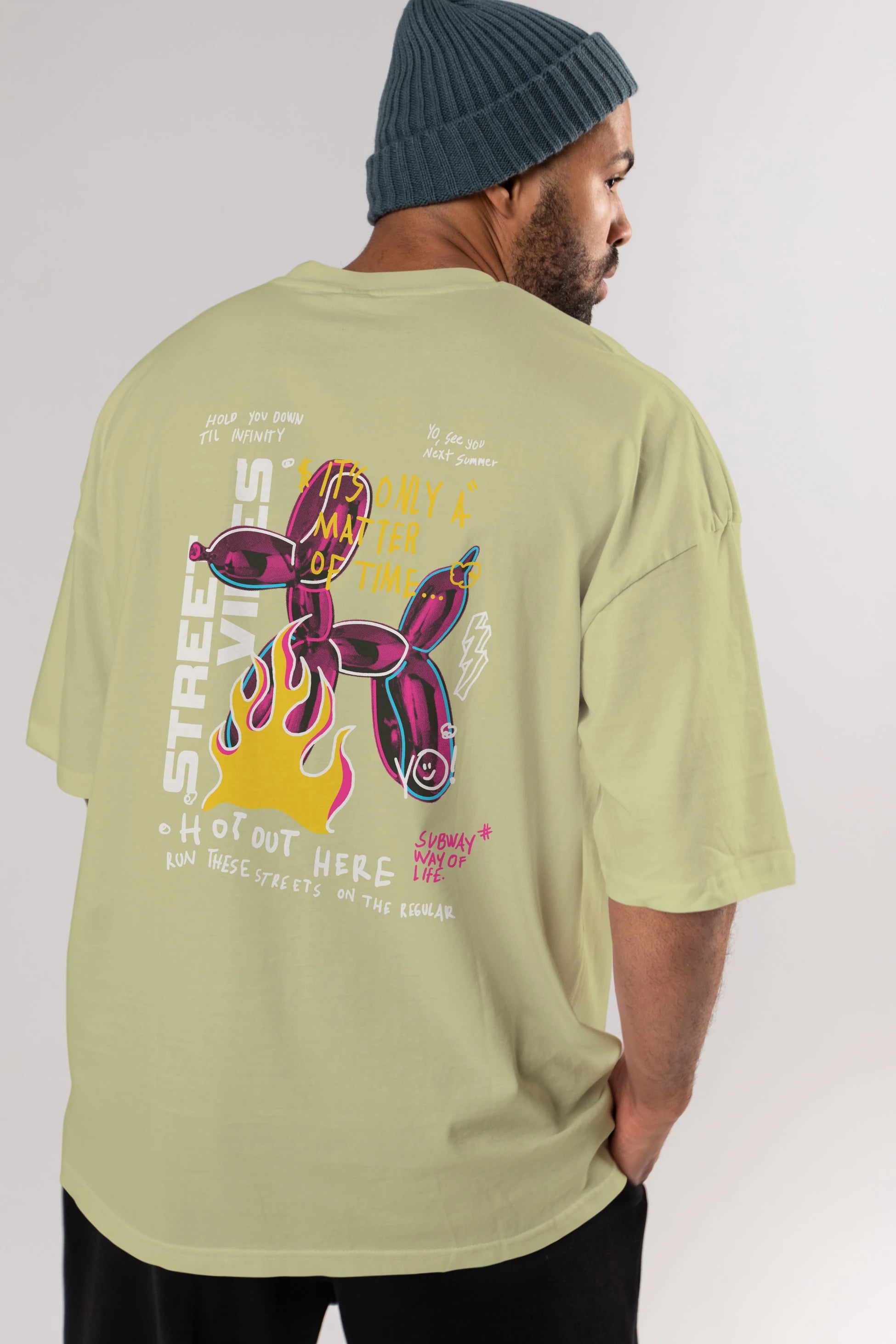 Street Vibes Arka Baskılı Oversize t-shirt Erkek Kadın Unisex
