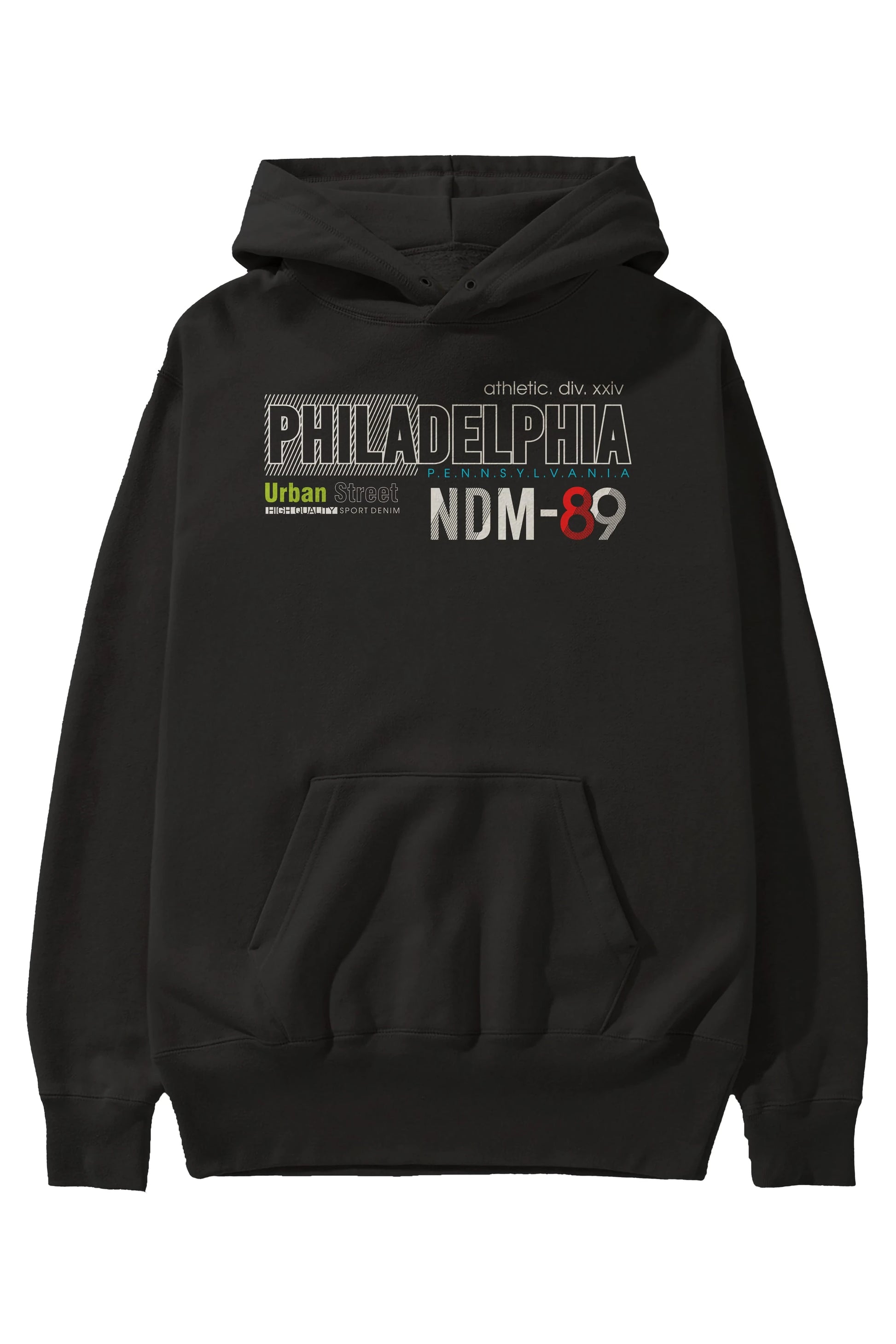 Philadelphia 89 Ön Baskılı Oversize Hoodie Kapüşonlu Sweatshirt Erkek Kadın Unisex
