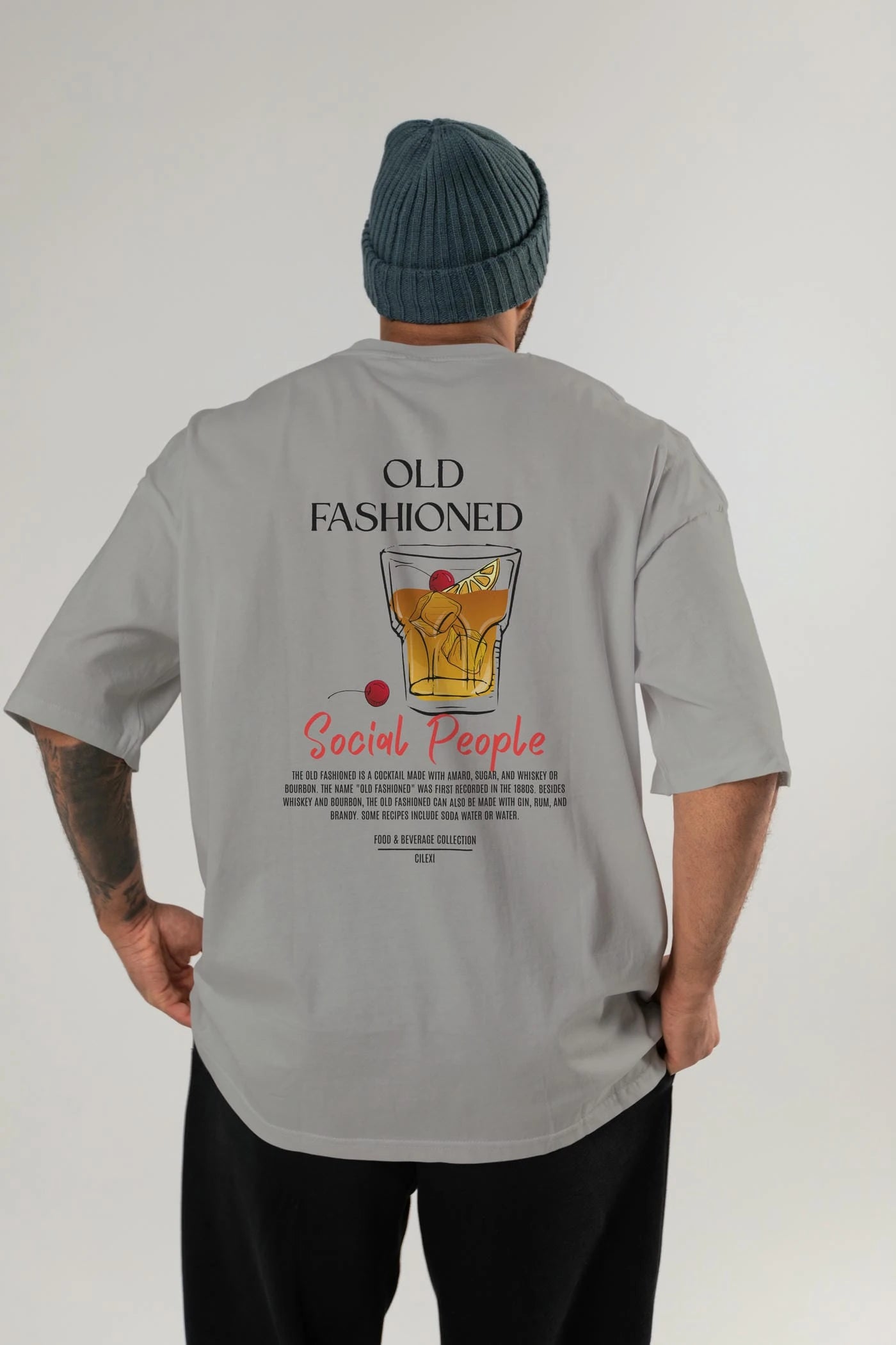 Old Fashıoned Kokteyl Serisi Baskılı Oversize t-shirt Erkek Kadın Unisex %100 Pamuk Bisiklet Yaka tişort