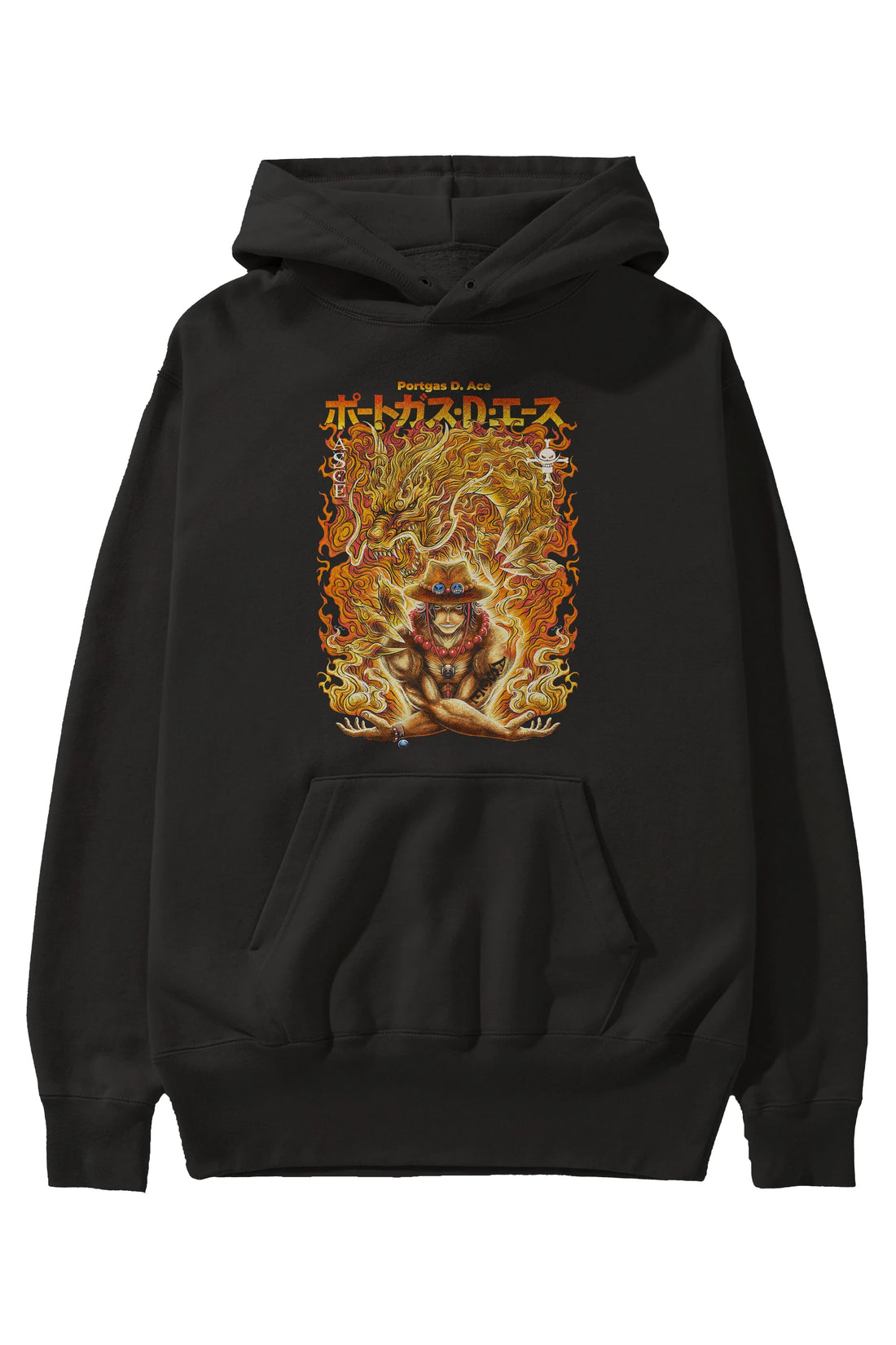PORTGAS D. ACE Anime Ön Baskılı Hoodie Oversize Kapüşonlu Sweatshirt Erkek Kadın Unisex
