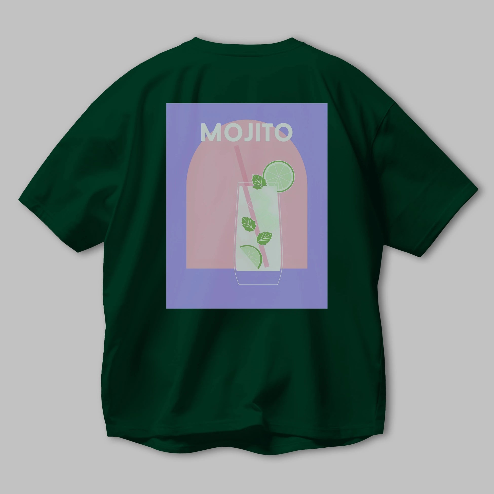 Mojito 2 Arka Baskılı Oversize t-shirt Erkek Kadın Unisex %100 Pamuk Bisiklet Yaka tişort