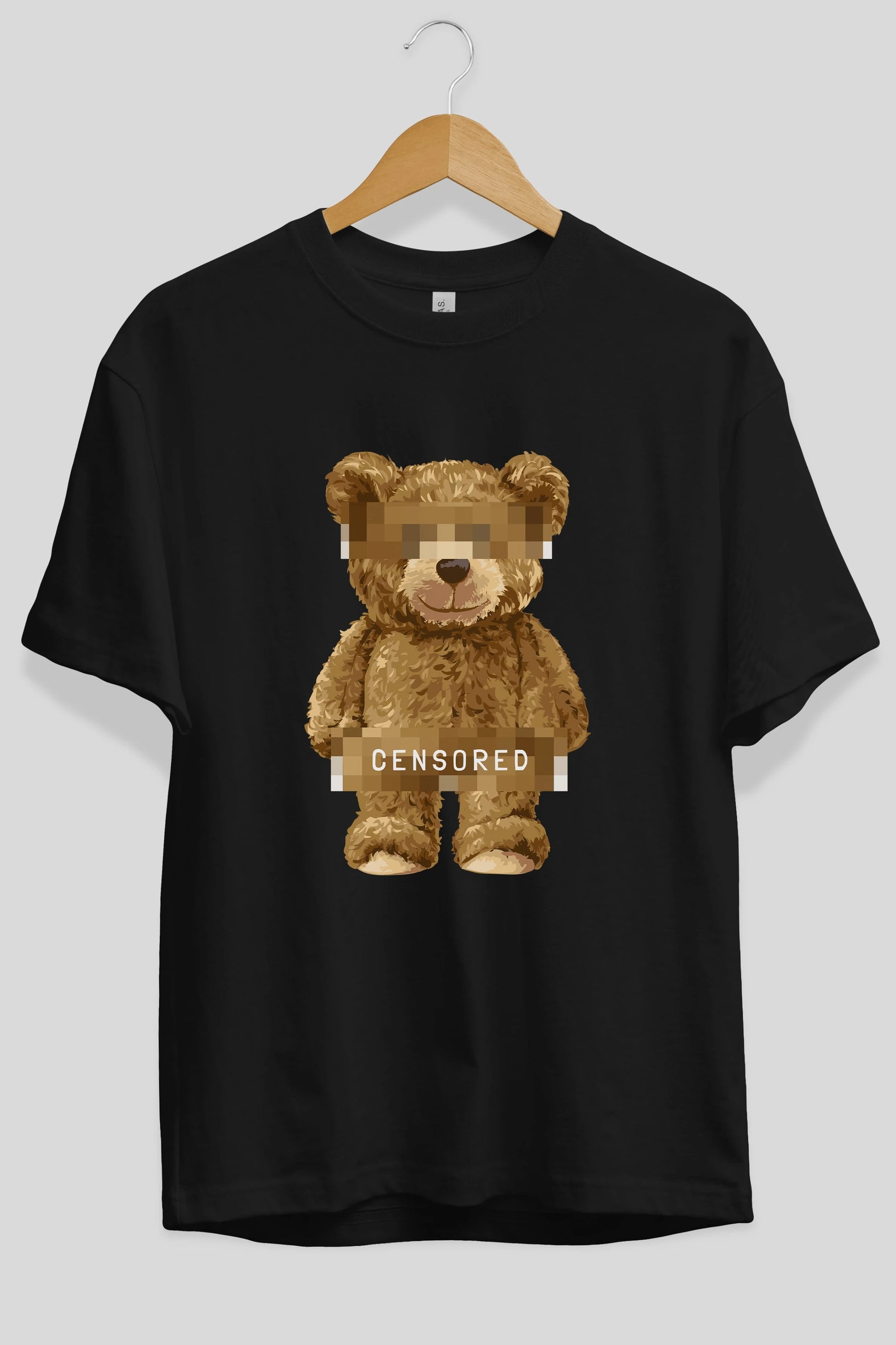Teddy Bear Censored Ön Baskılı Oversize t-shirt Erkek Kadın Unisex %100 Pamuk