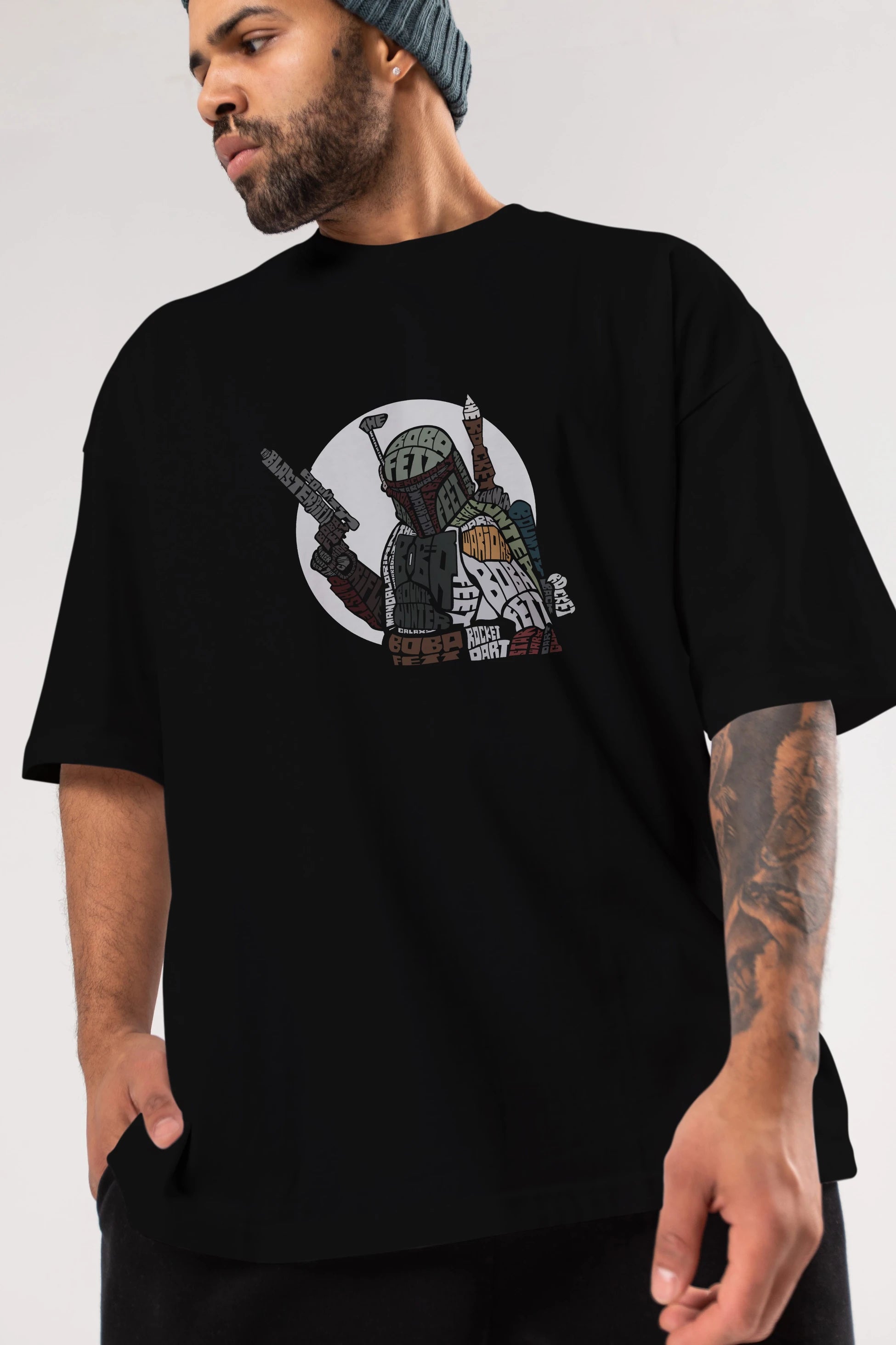Boba Fett Ön Baskılı Oversize t-shirt %100 pamuk Erkek Kadın Unisex