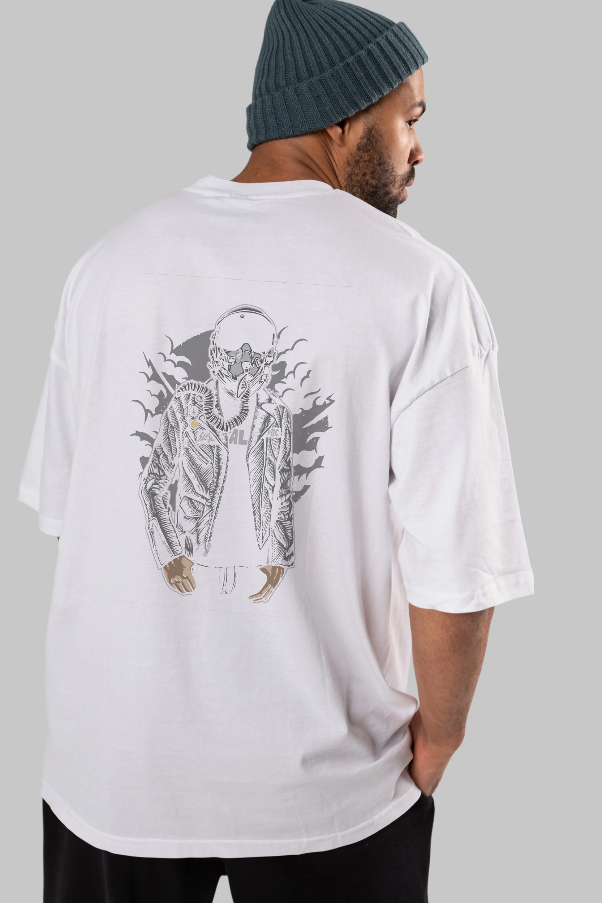 Sky Fighter Arka Baskılı Oversize t-shirt Erkek Kadın Unisex %100 Pamuk