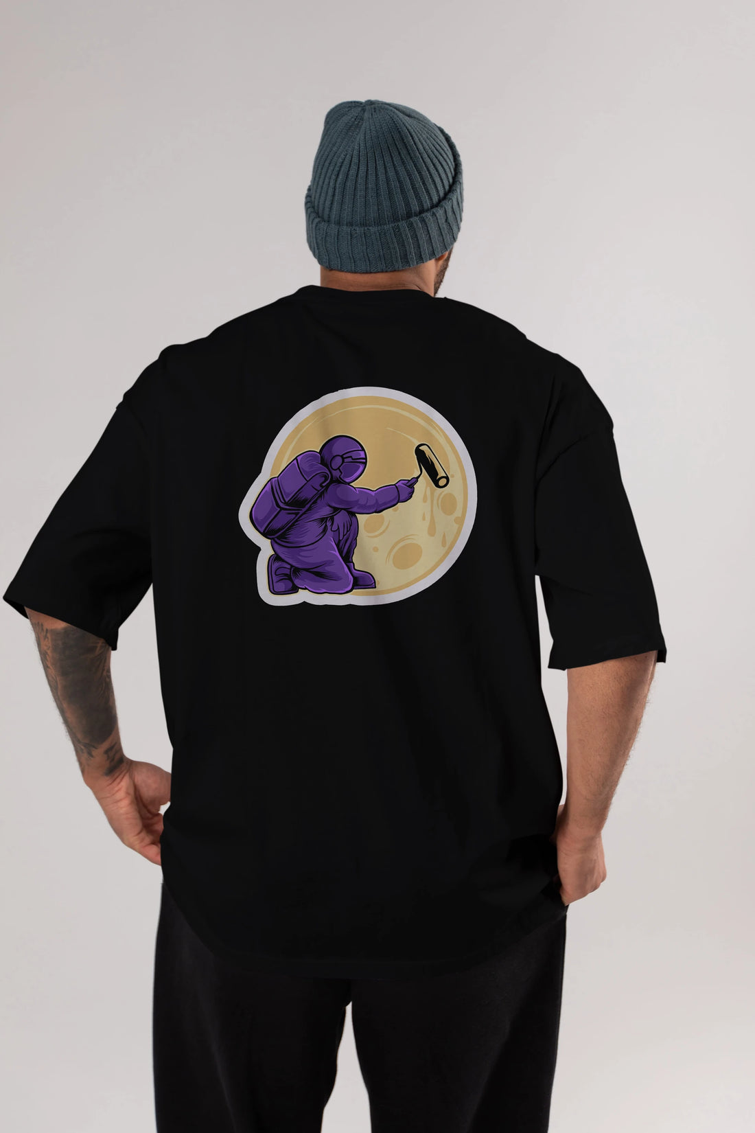 Astropaint Sticker Arka Baskılı Oversize t-shirt Erkek Kadın Unisex