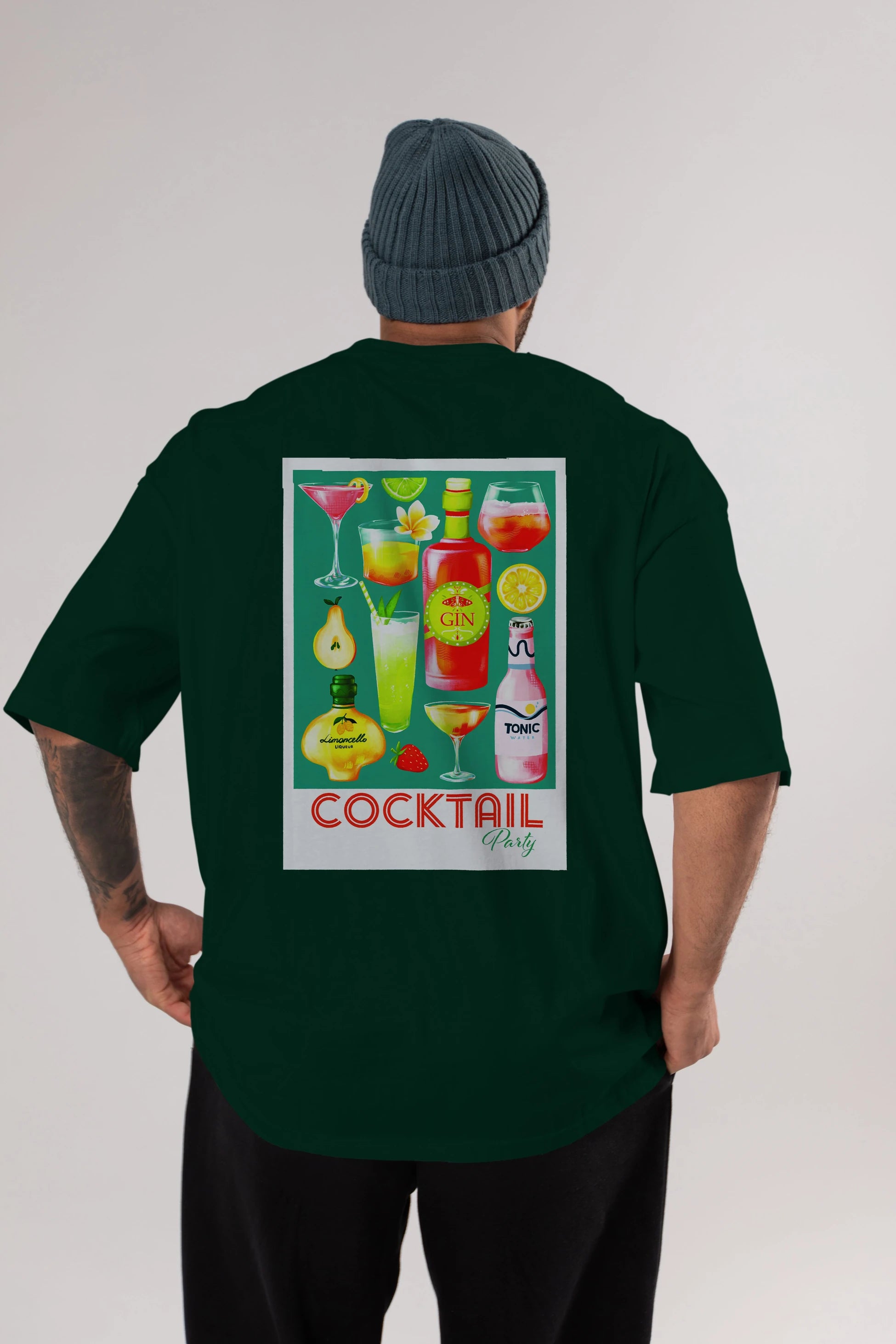 Cocktail Party 2 Arka Baskılı Oversize t-shirt Erkek Kadın Unisex %100 Pamuk Bisiklet Yaka tişort