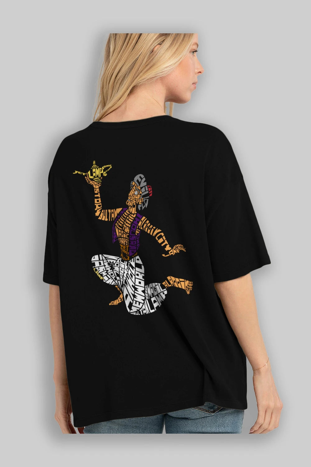 Aladdin Arka Baskılı Oversize t-shirt %100 pamuk Erkek Kadın Unisex