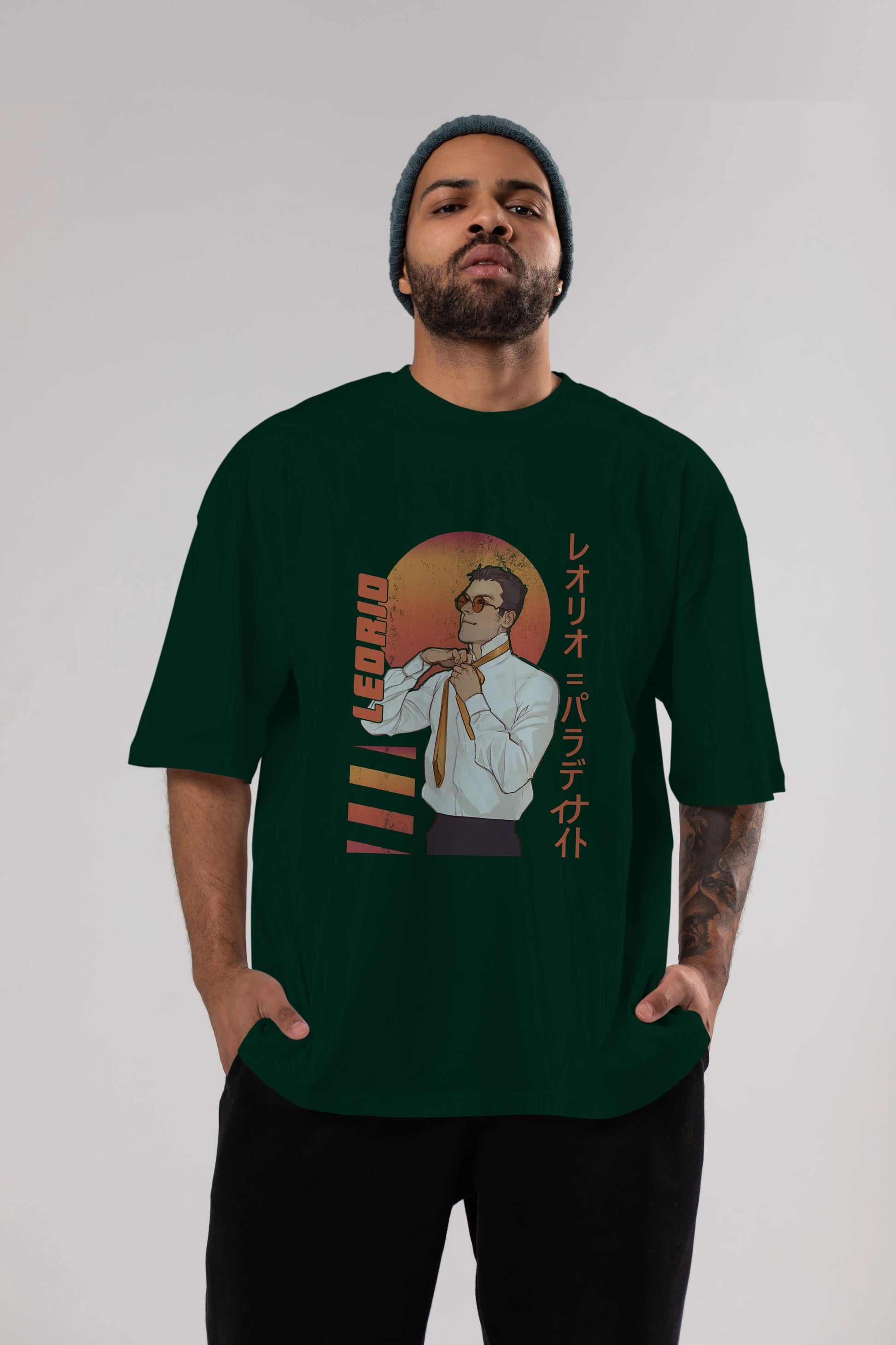 Leorio Paladiknight 5 (2) Anime Ön Baskılı Oversize t-shirt %100 pamuk Erkek Kadın Unisex