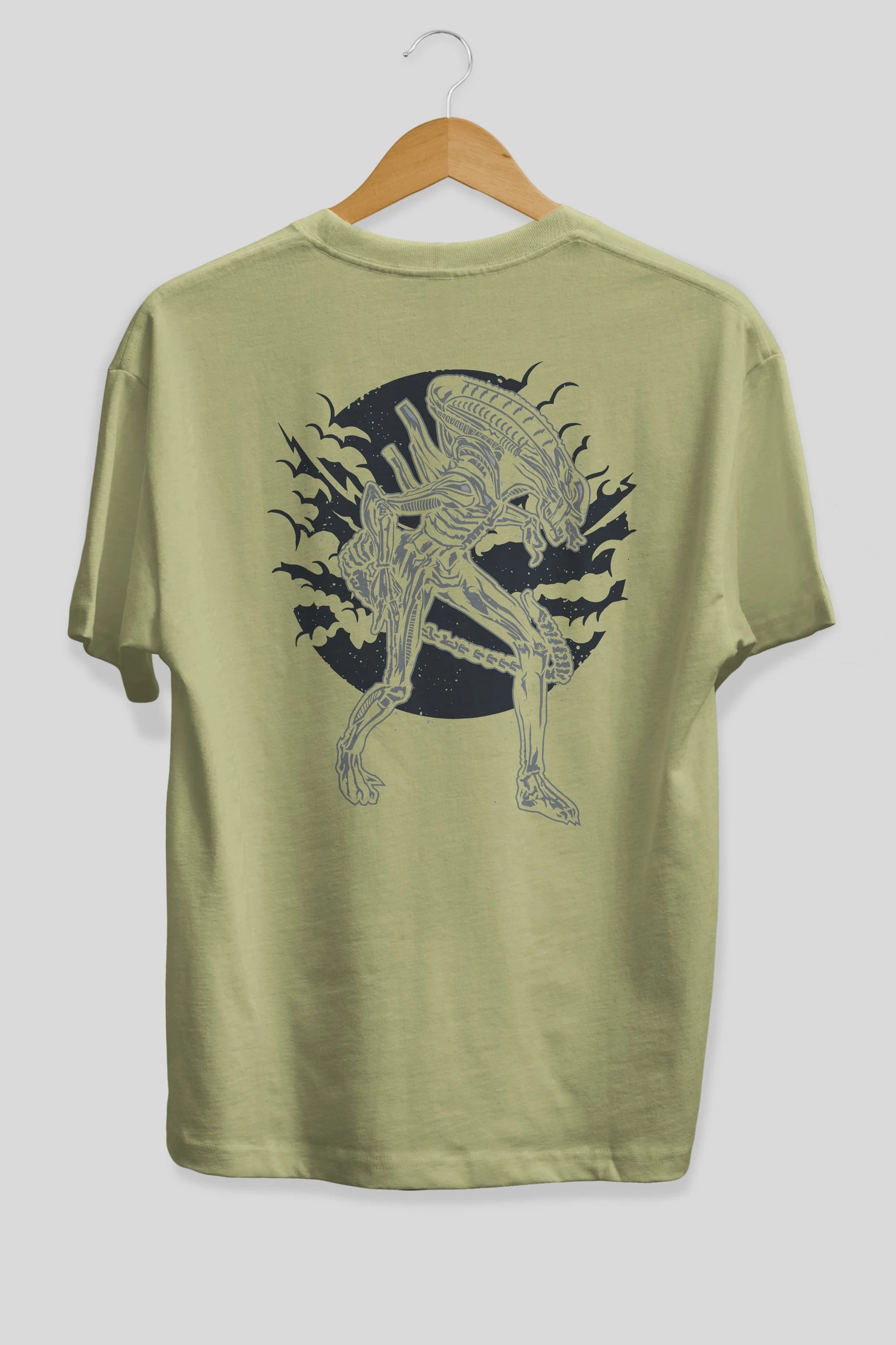 Xenomorph Arka Baskılı Oversize t-shirt Erkek Kadın Unisex %100 Pamuk