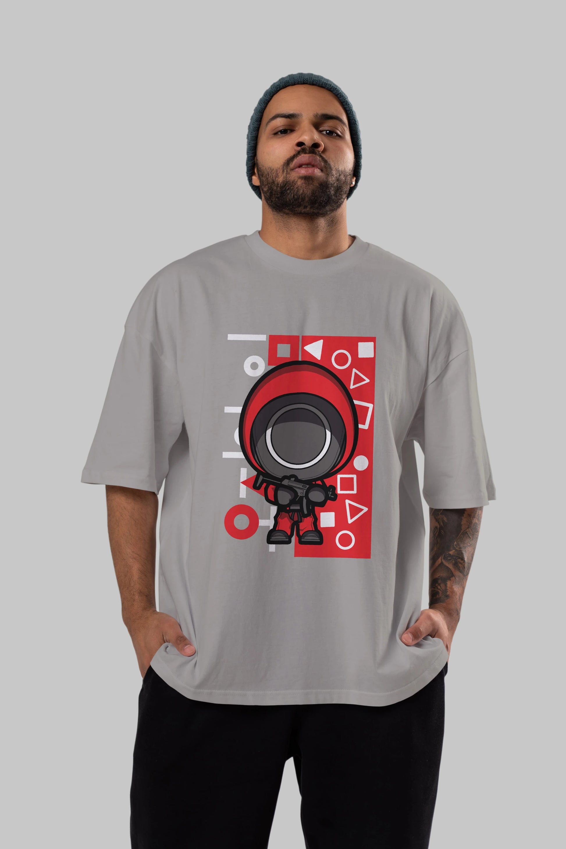 Squid Game (4) Ön Baskılı Oversize t-shirt Erkek Kadın Unisex %100 Pamuk Bisiklet Yaka tişort