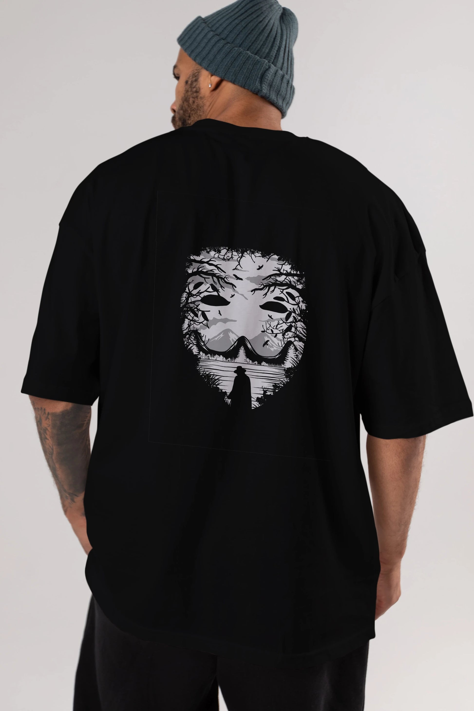 The Mask (2) Arka Baskılı Oversize t-shirt %100 pamuk Erkek Kadın Unisex