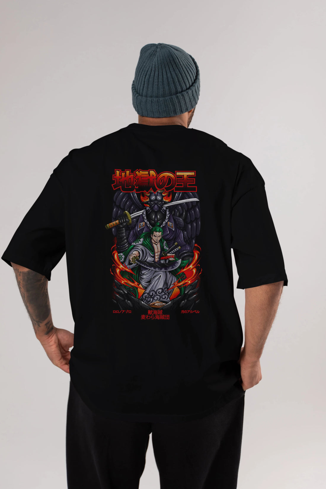 Roronoa Zoro 4 Anime Arka Baskılı Oversize t-shirt Erkek Kadın Unisex